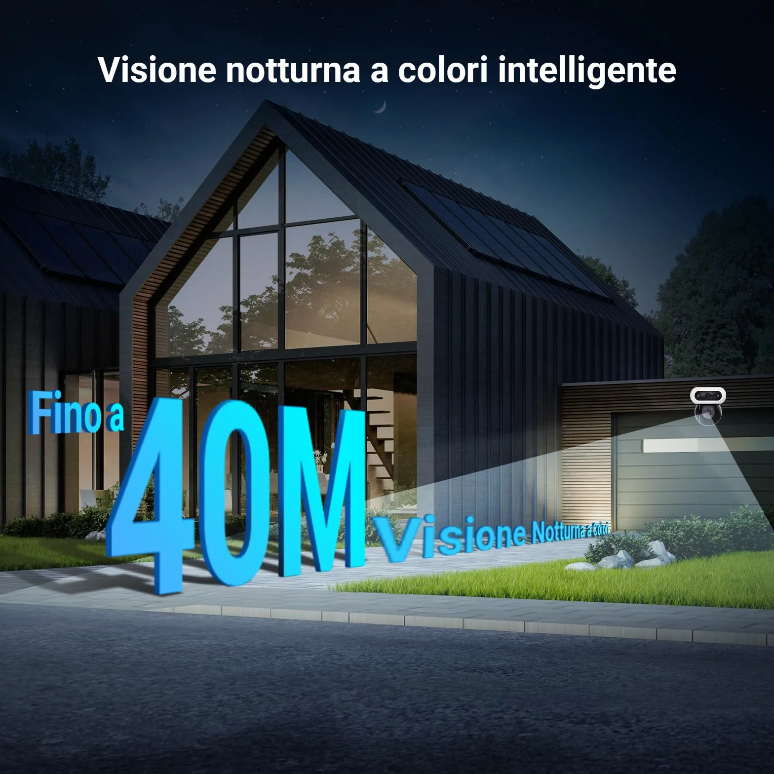 EZVIZ 8MP (4MP+4MP) Telecamera WiFi Esterno con Doppia Lente, Telecamera per Esterni a 360°, Visione Notturna a Colori, Rilevamento Persone/Veicoli, Audio Bidirezionale, Impermeabile, C90 Dual
