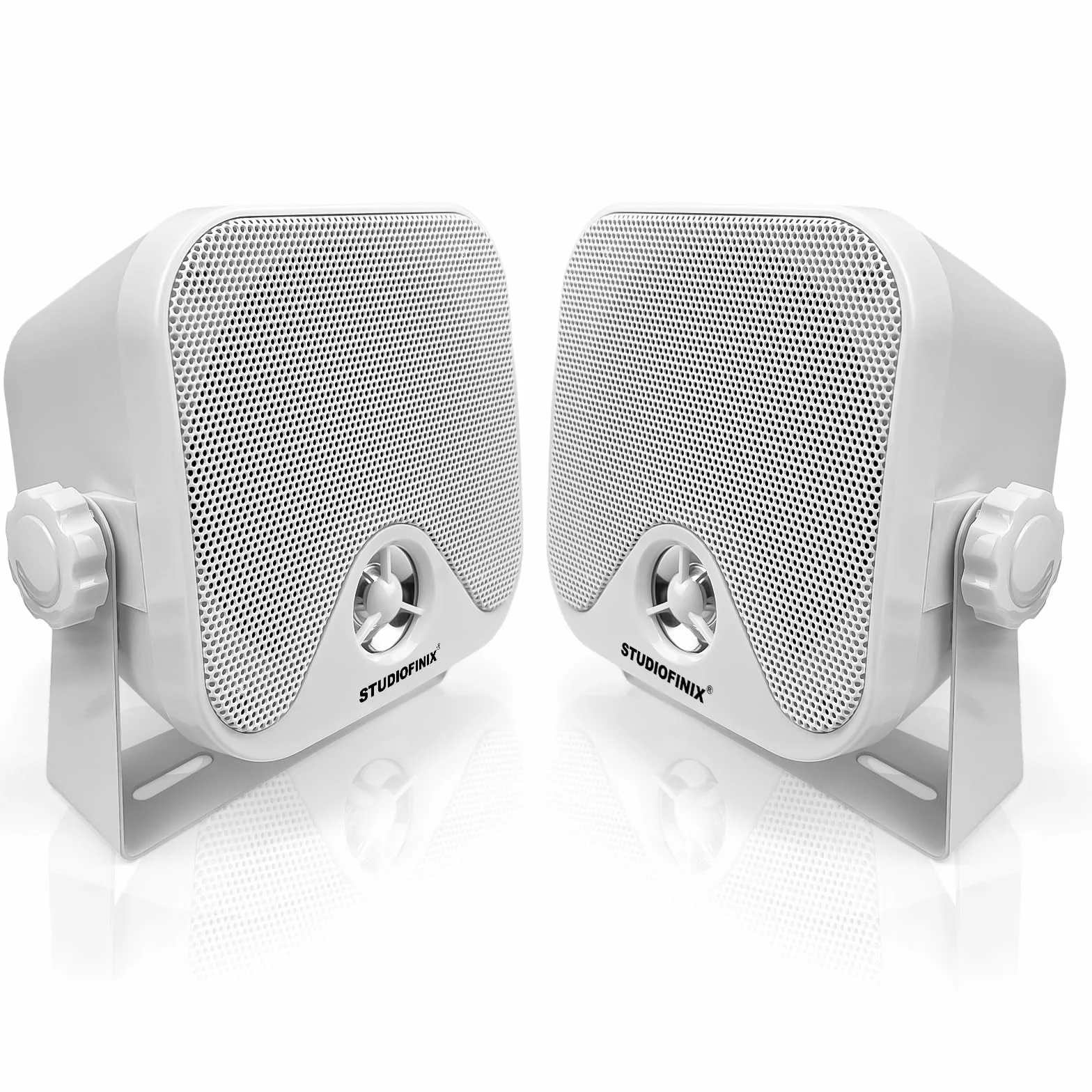 STUDIOFINIX Sistema di altoparlanti stereo impermeabile 10,2 cm 100 W per ATV, UTV, moto, trattore, barca (bianco)