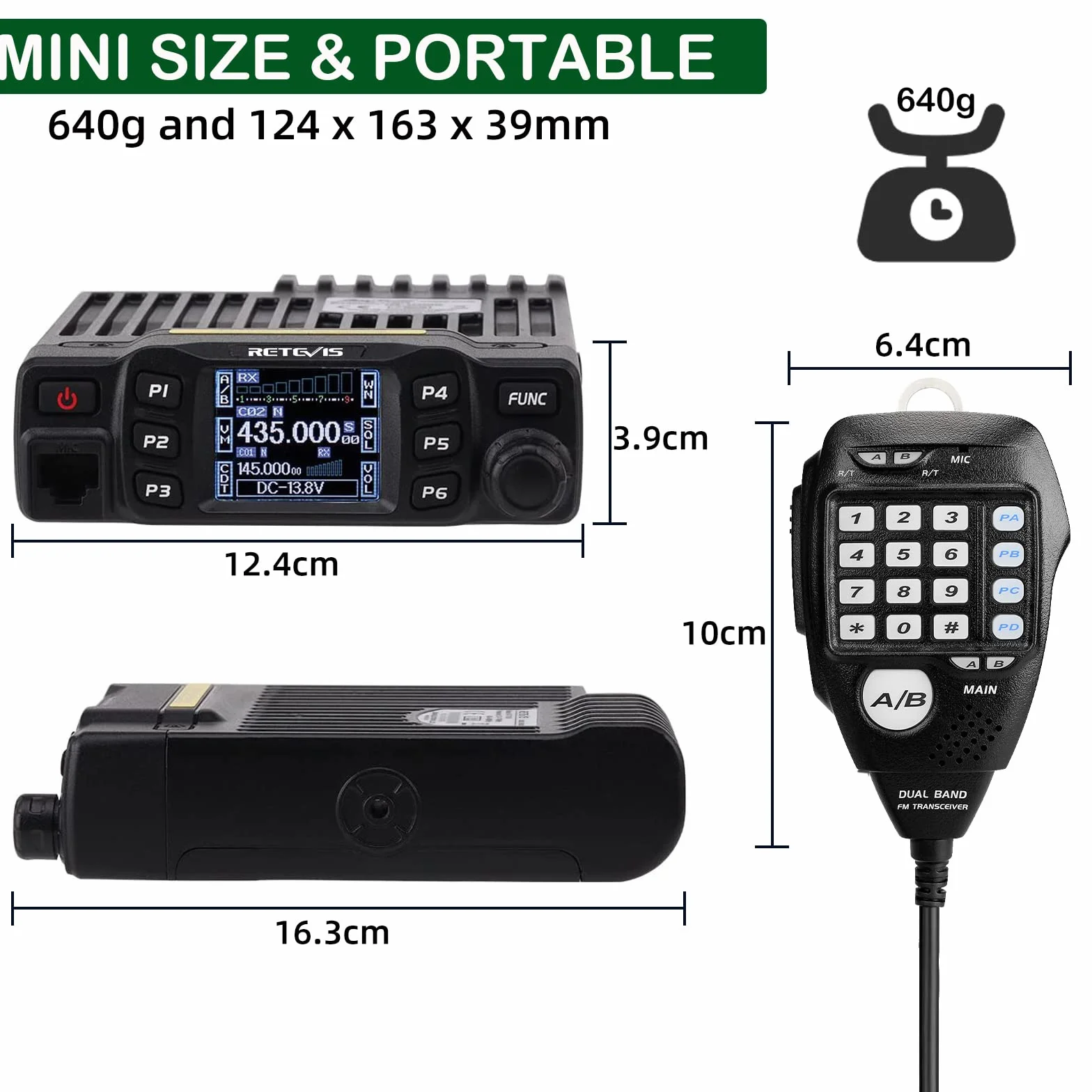 Retevis RT95 Doppia Banda Radioamatori, 5W/15W/25W, 200 Canali per Mobile Radio, Luminosità Dello Schermo Regolabile, Chirp, Schermo LCD Girevole, Radio Trasmittenti (Nero 1 Confezione)
