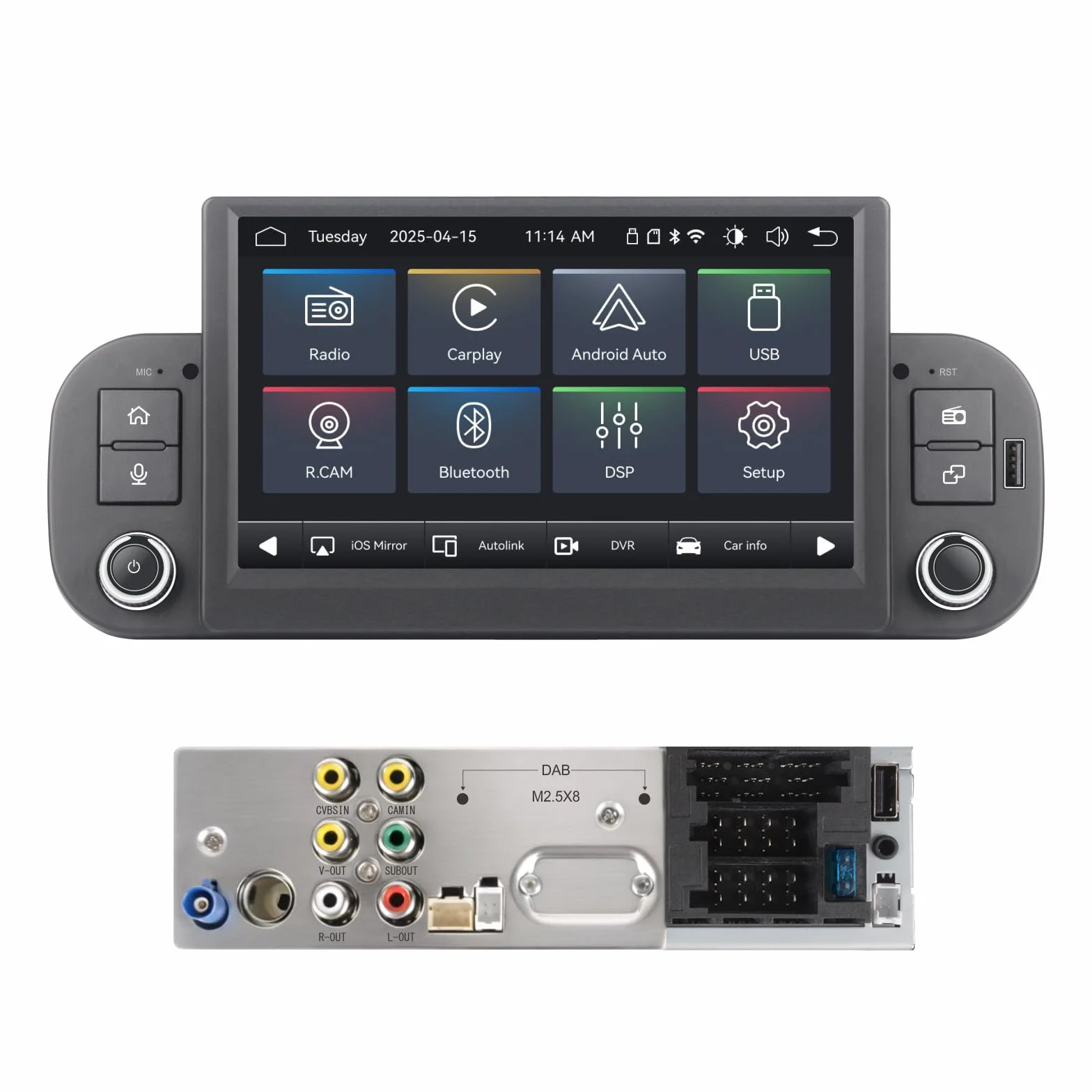 Autoradio Linux Plug & Play con Connettore Originale per Fiat Panda 2013-2025, Wireless CarPlay Android Auto, Bluetooth Vivavoce, RDS, FM/AM, USB