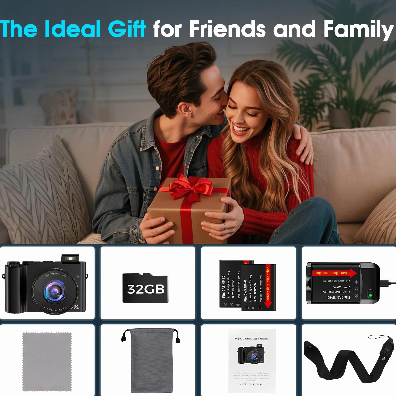 Fotocamera e digitale Bofypoo 64 MP autofocus Vlogging con doppia telecamera 4K, zoom digitale 16X, scheda memoria 32G