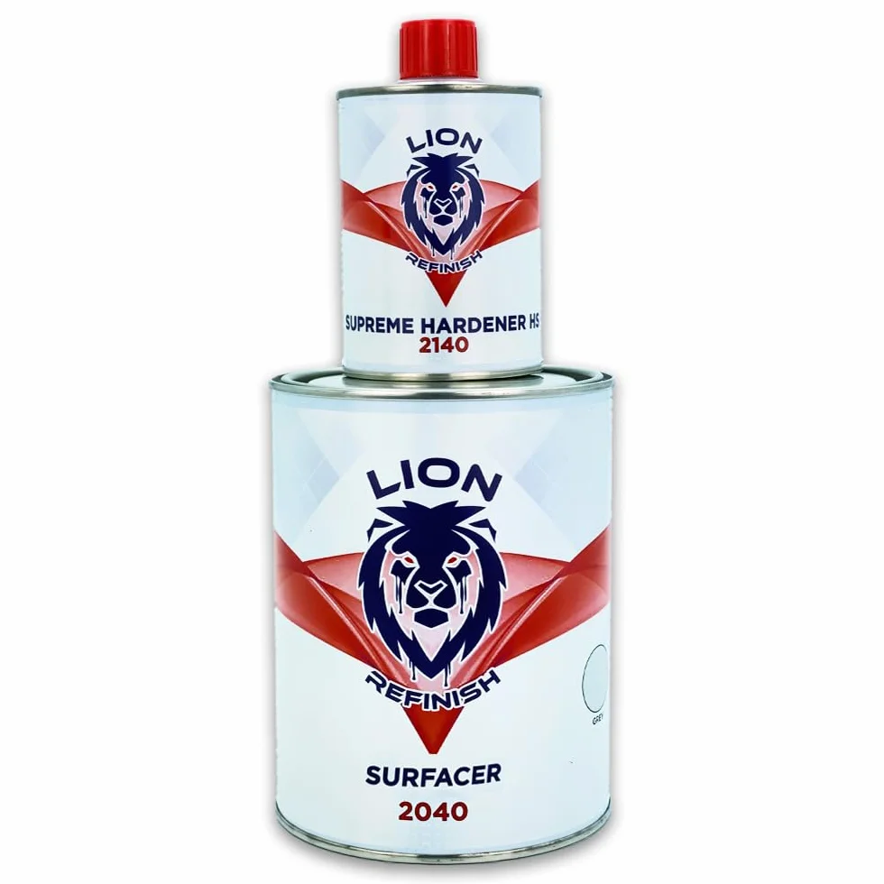 Fondo Acrilico Riempitivo Carrozzeria 1L Surfacer HS/U 2040 Catalisi 5:1 Catalizzatore 200ML Grigio