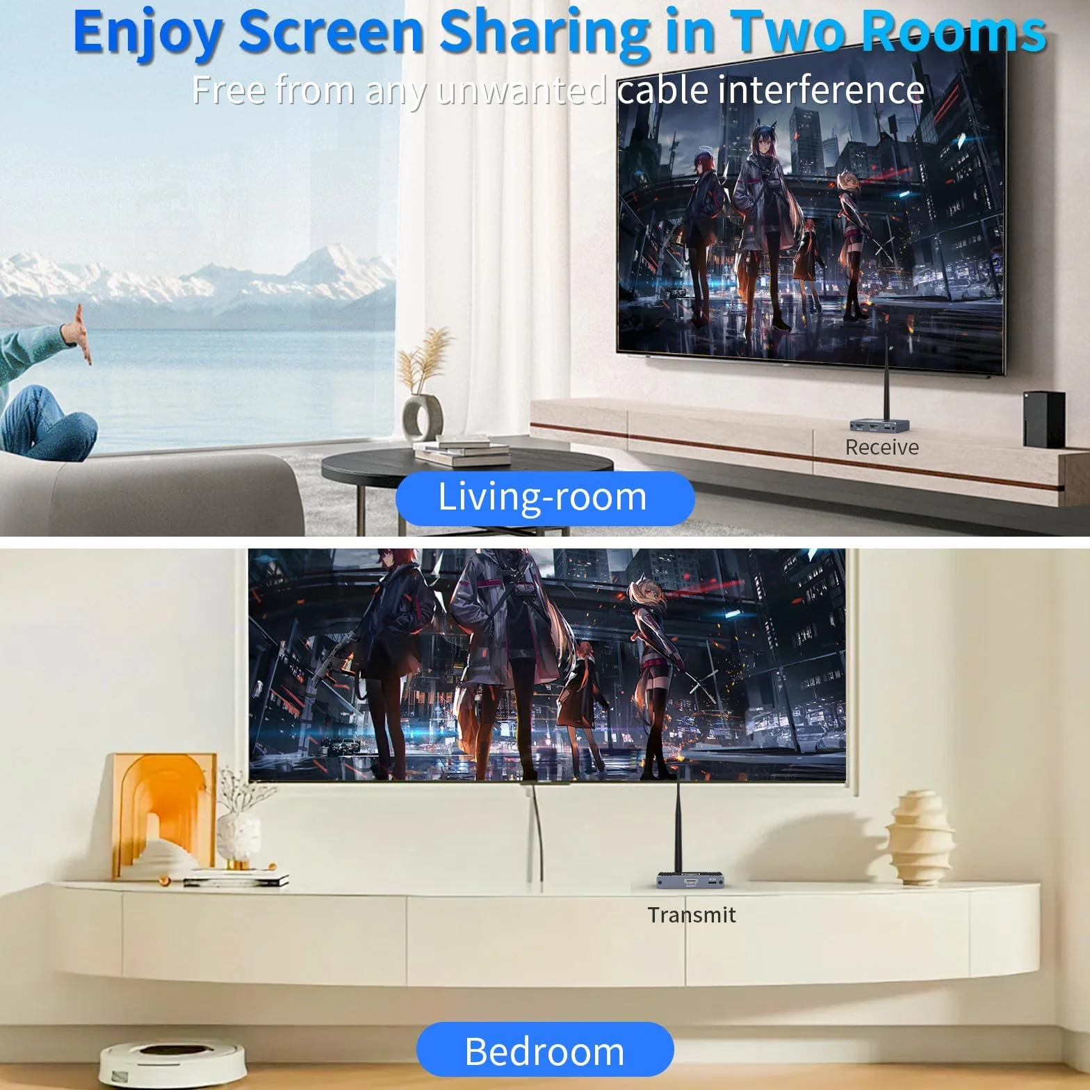 Wireless HDMI Transmitter and Receiver, USB-C to HDMI Wireless Extender Kit 656Ft/ 200M Up to 1080P@60hz Video Resolution, for STB, Laptop, Camera, PC, Netflix, YouTube, Ps4/5 to TV, Projector