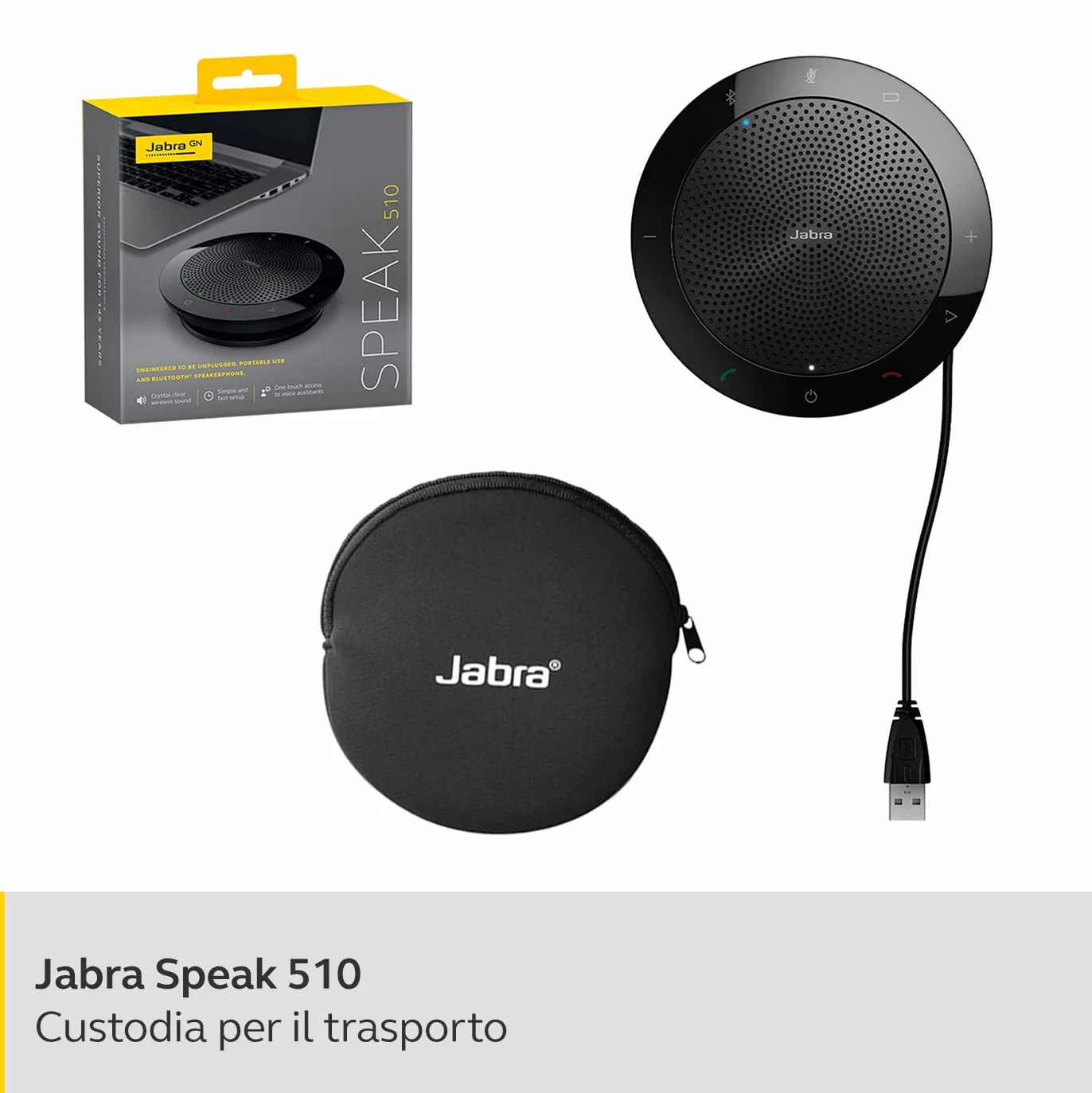 Jabra Speak 510 Altoparlante USB e Wireless Bluetooth, UC, Nero
