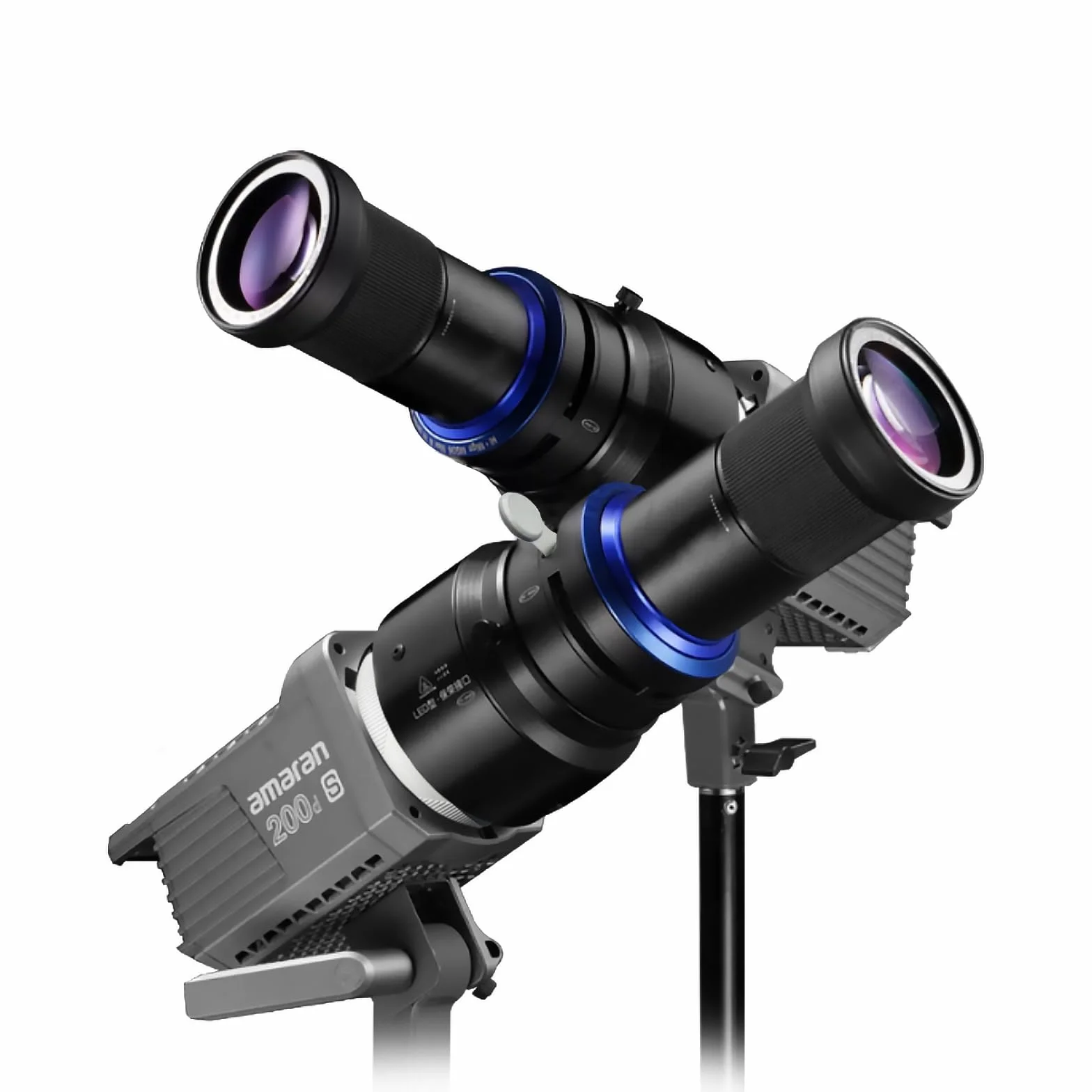 Proiettore Gobo con Snoot Spotlight con Attacco Bowens - Compatibile con Aputure Amaran 60d, Amaran 100X/D 200D/X, 150c/300c, 600x Pro, Storm 400x, Godox SL60, ecc. 5 Filtri Colorati, 30 Gobo