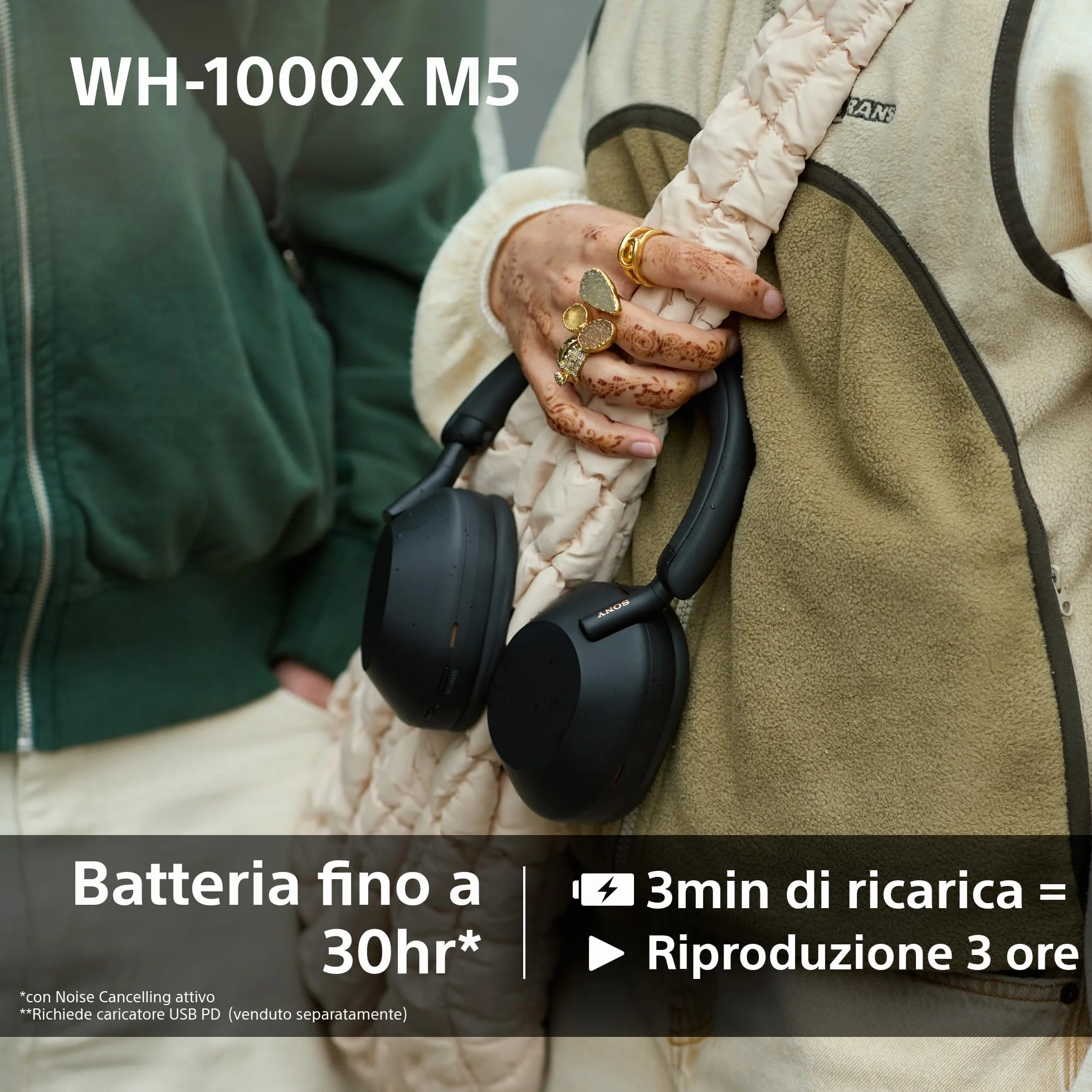Sony WH-1000XM5 Custodia Rigida |Cuffie Wireless Over-Ear, Noise Cancelling di Nuova Generazione con Spatial Audio, Fino a 30 Ore di Batteria, Bluetooth, Black