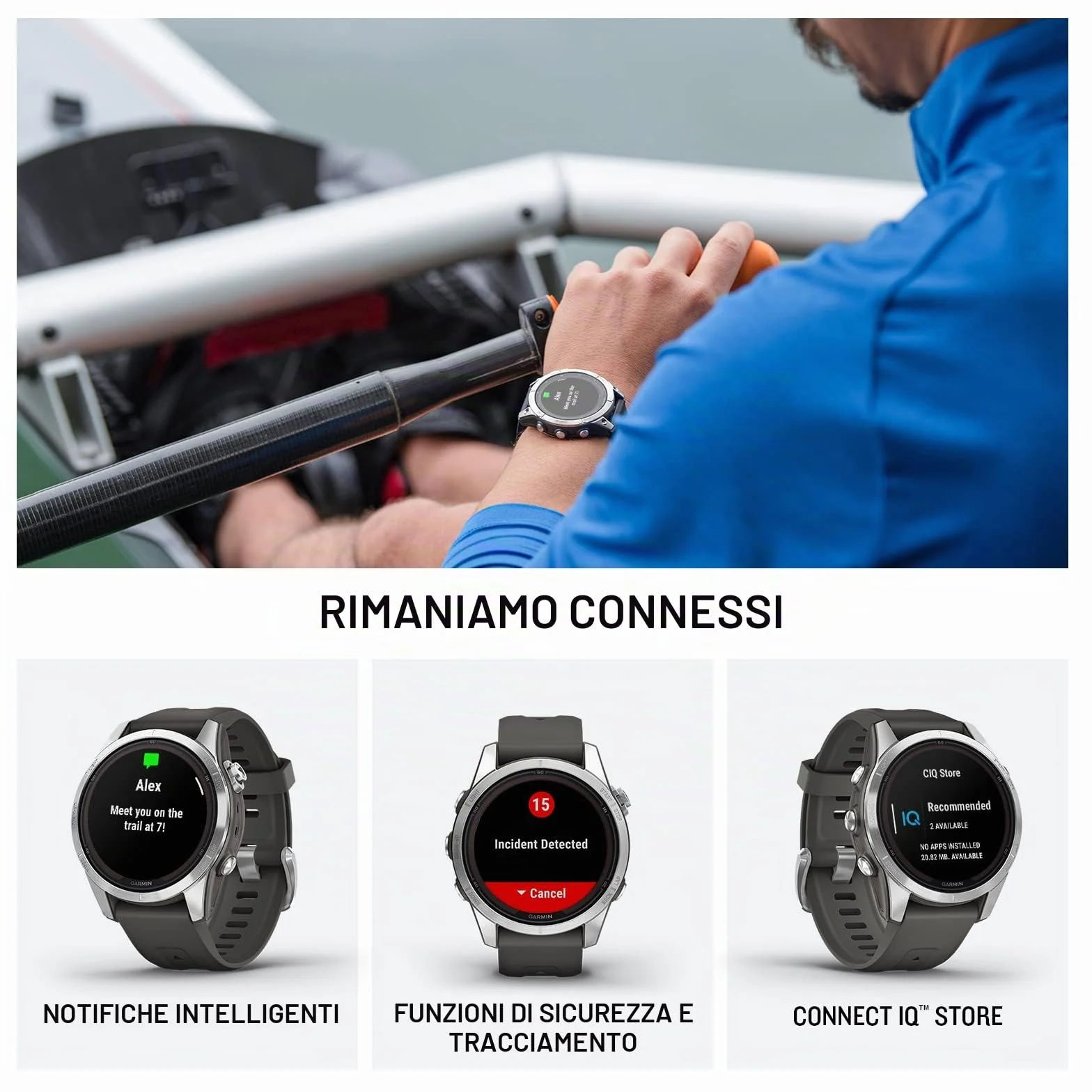Garmin fēnix 7S Pro Solar, Smartwatch, Ricarica solare, 42mm, Torcia LED, Touchscreen 1,2", +30 Sport, GNSS multi-band, SpO2, Mappe, Musica, Autonomia 14 giorni (Silver & Graphite) (Ricondizionato)