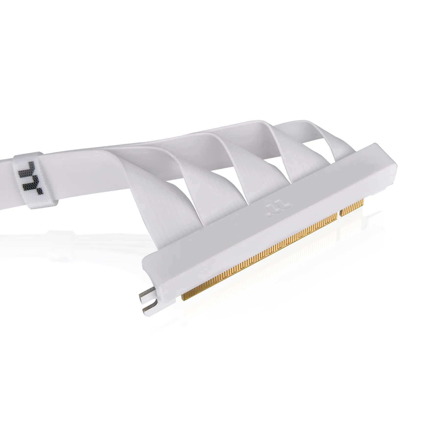 Thermaltake Cavo riser PCIe 4.0 con connettori a 90°; bianco; trasmissione ad alta velocità da 16 Gbps; 400 mm; schermatura EMI; AC-077-CO6OTN-C1; 3 anni di garanzia