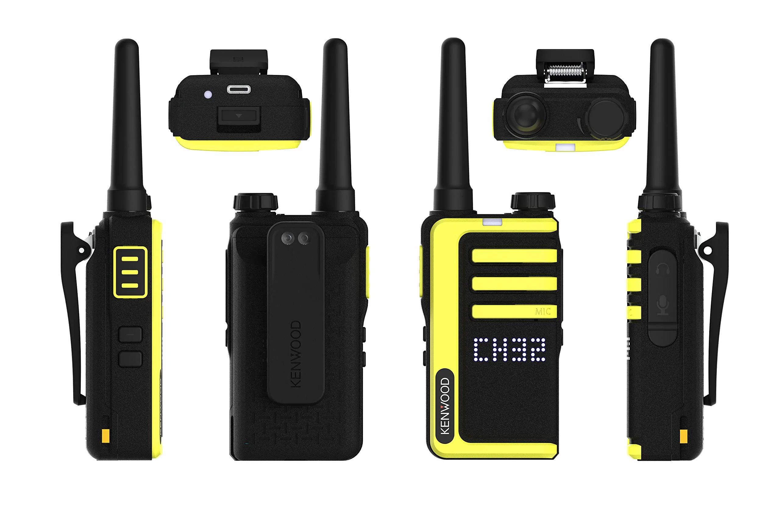 KENWOOD, Ricetrasmittenti UBZ-LJ9SET, Walkie-Talkie Senza Licenza, Fino a 18 Ore di Carica, Raggio 6 km, 32 Canali con Chiamata Selettiva, 20 Toni Disponibili, Ricarica Rapida, Giallo e Nero