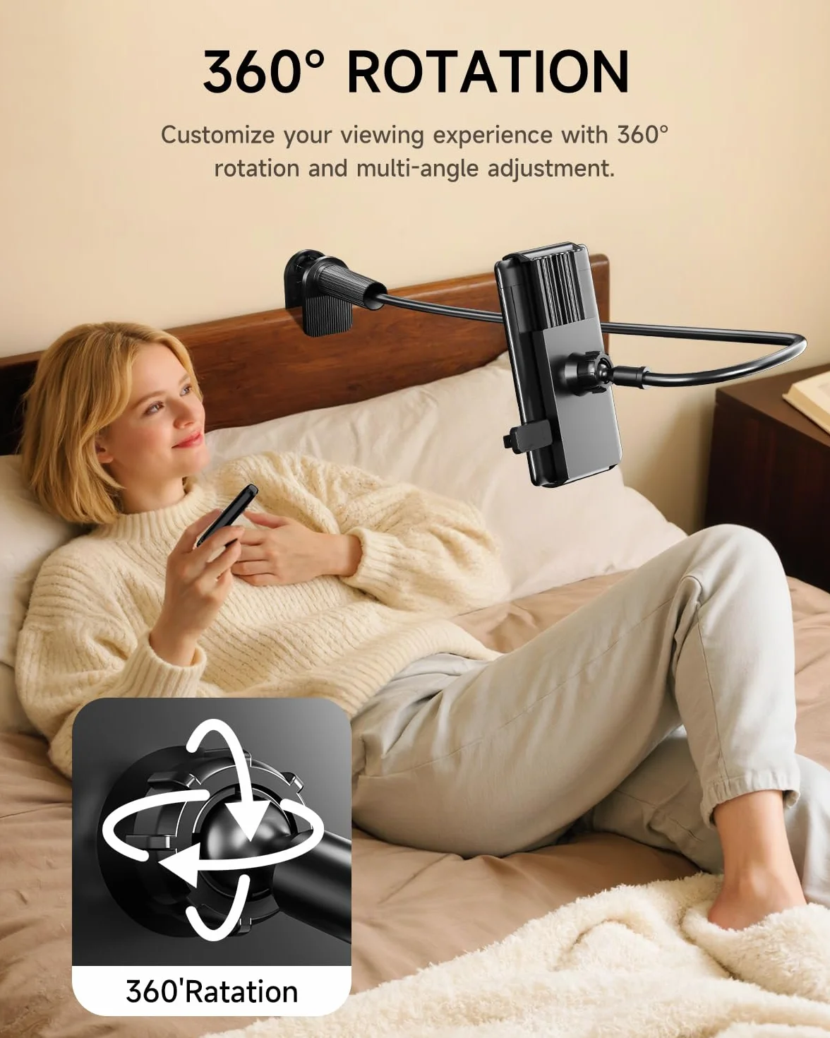 Supporto per Kindle con Telecomando per Girare Pagine, per Lettura Letto Scrivania, Nero