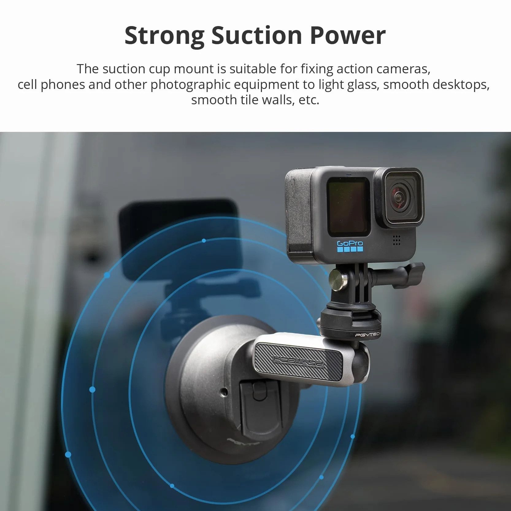 PGYTECH CapLock Supporto a Ventosa per Action Cam da Auto per DJI OSMO 360/Action 6/Pocket 3/4/4P, per Gopro Hero 13/12/11, Auto Staffa per Insta360 Ace Pro 2/X5 con filettatura 1/4"-20