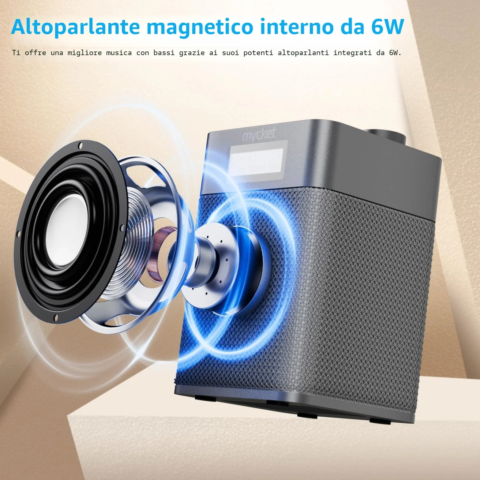 Mycket Dab/Dab+ Radio Digitale e FM, Radio Alimentata a Batteria Integrata da 2200 mAh, Ricaricabile Portatile DAB Radios con Bluetooth/U, 80 Stazioni Preimpostate, Ingresso Cuffie, LED Display