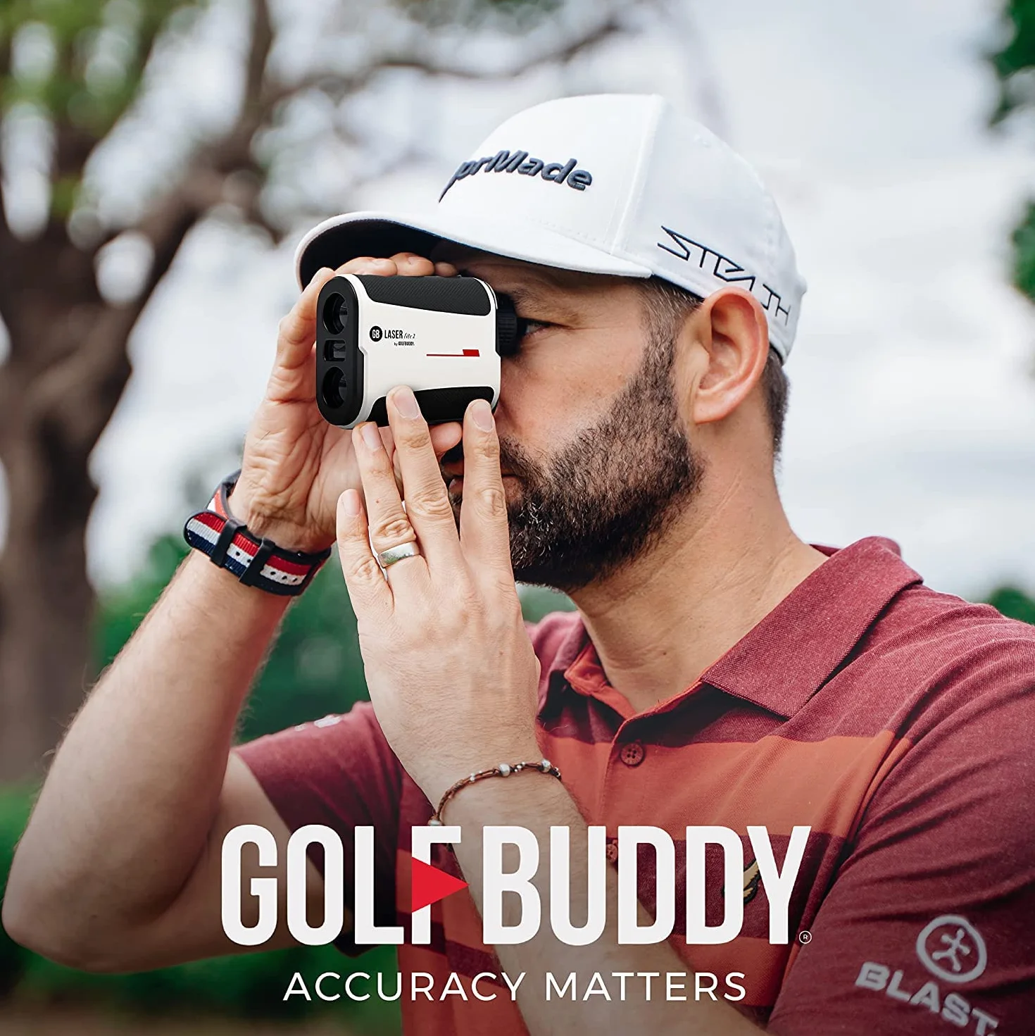 GolfBuddy GB LASER Lite Rangefinder with Slope On/off Functionality - 800 Yards with Carry Case, white
