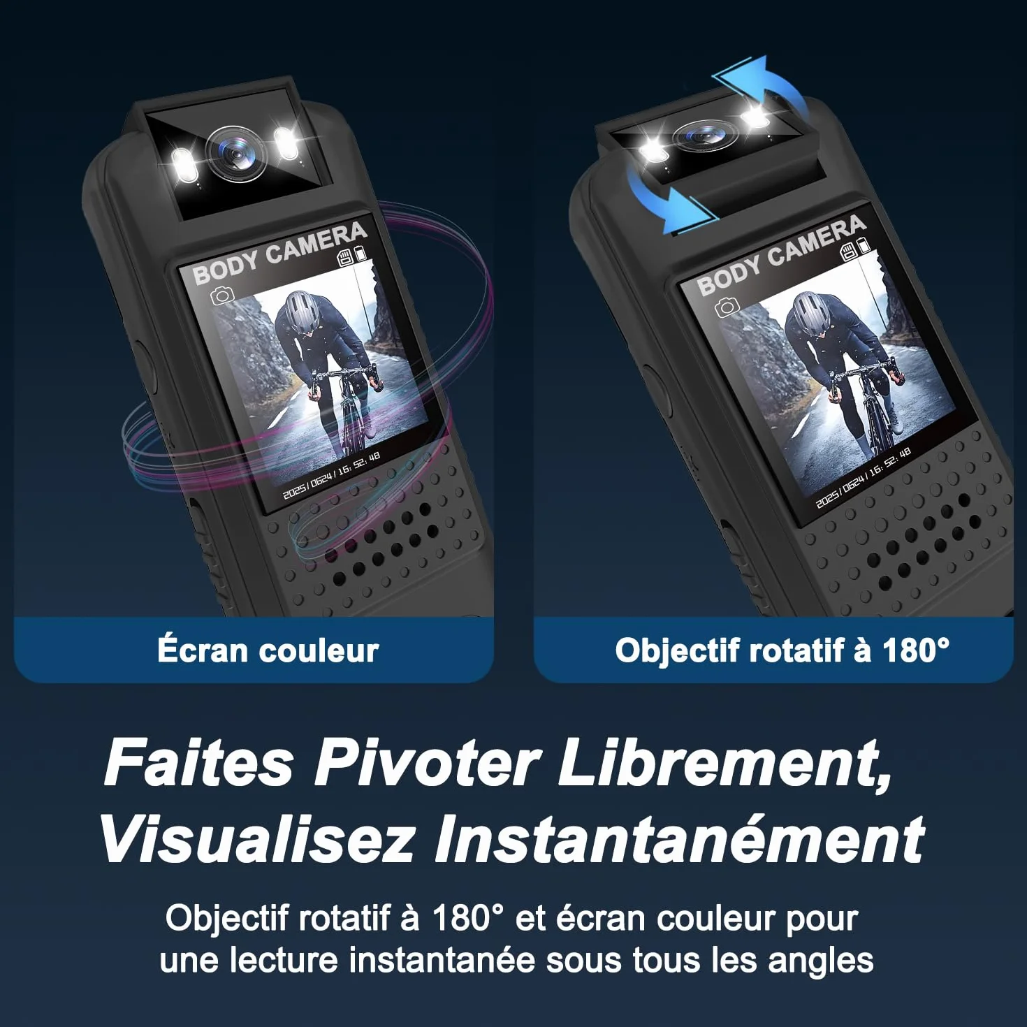 Bodycam, 1080P Full HD Action Cam con Scheda TF 64GB, Bodycam Polizia Professionale, Clip Magnetica e Supporto Bici, Archiviazione Loop, lunga durata della batteria, Telecamera Moto per Sport/Viaggi