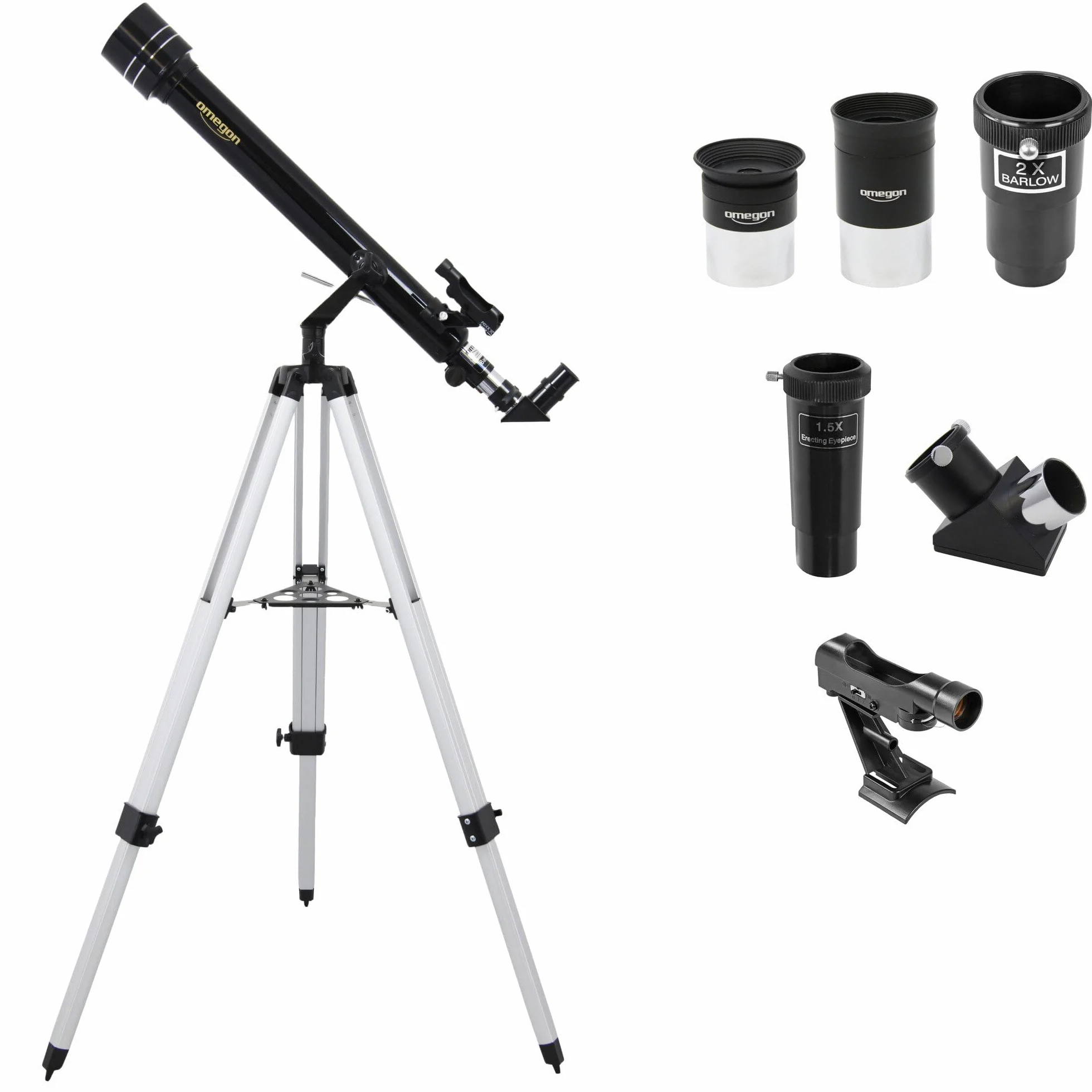 Telescopio Omegon AC 60/700 AZ-1 | Telescopio rifrattore acromatico | Ideale per principianti | Osservazione chiara della luna e dei pianeti | Compatto e facile da trasportare