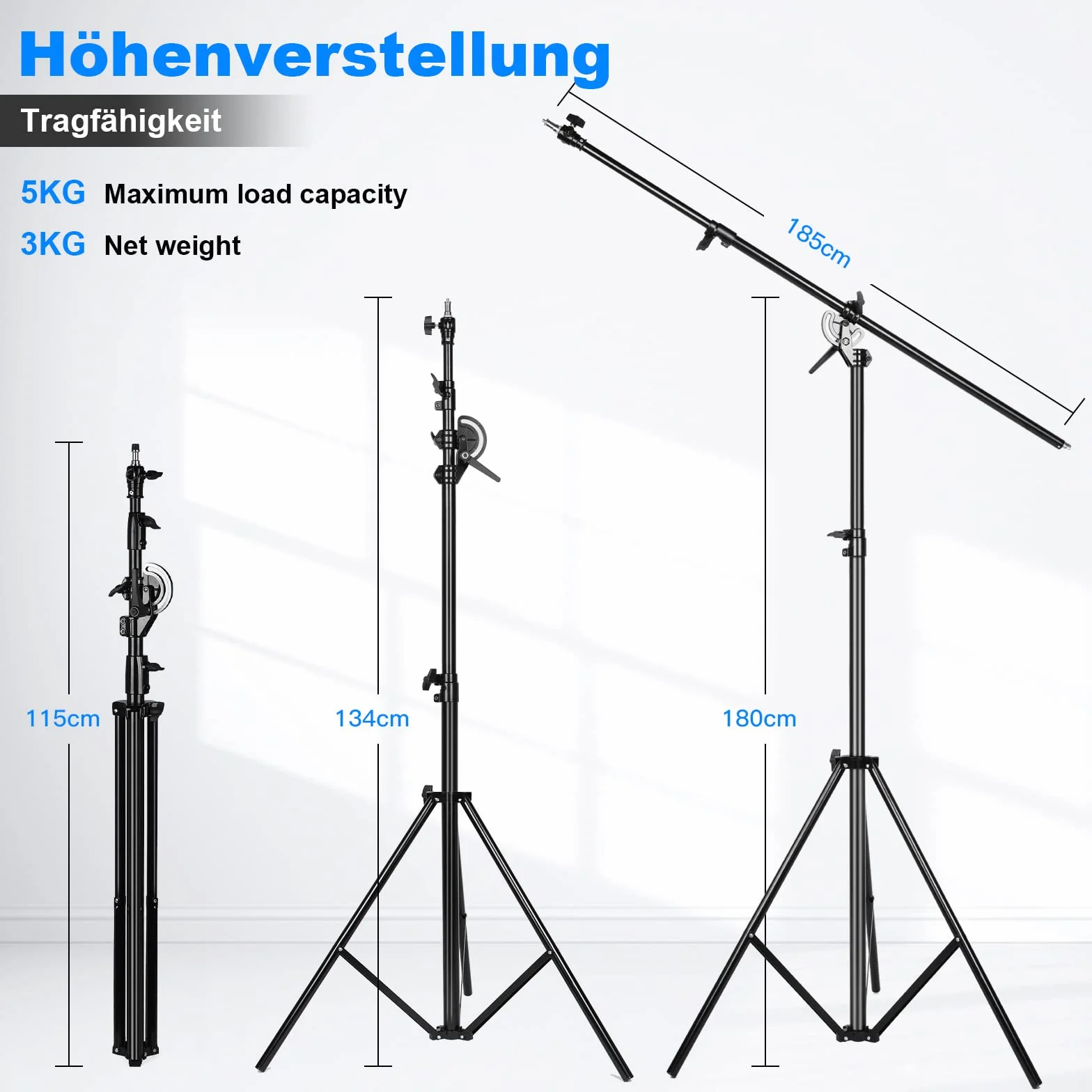 Soonpho 13.2ft/400cm Stativo Fotografico,Supporto Resistente per Luce con 190cm Boom Arm e Sacchetto di Sabbia,Stativo in Lega di Alluminio Rotante per Softbox,Fotografia