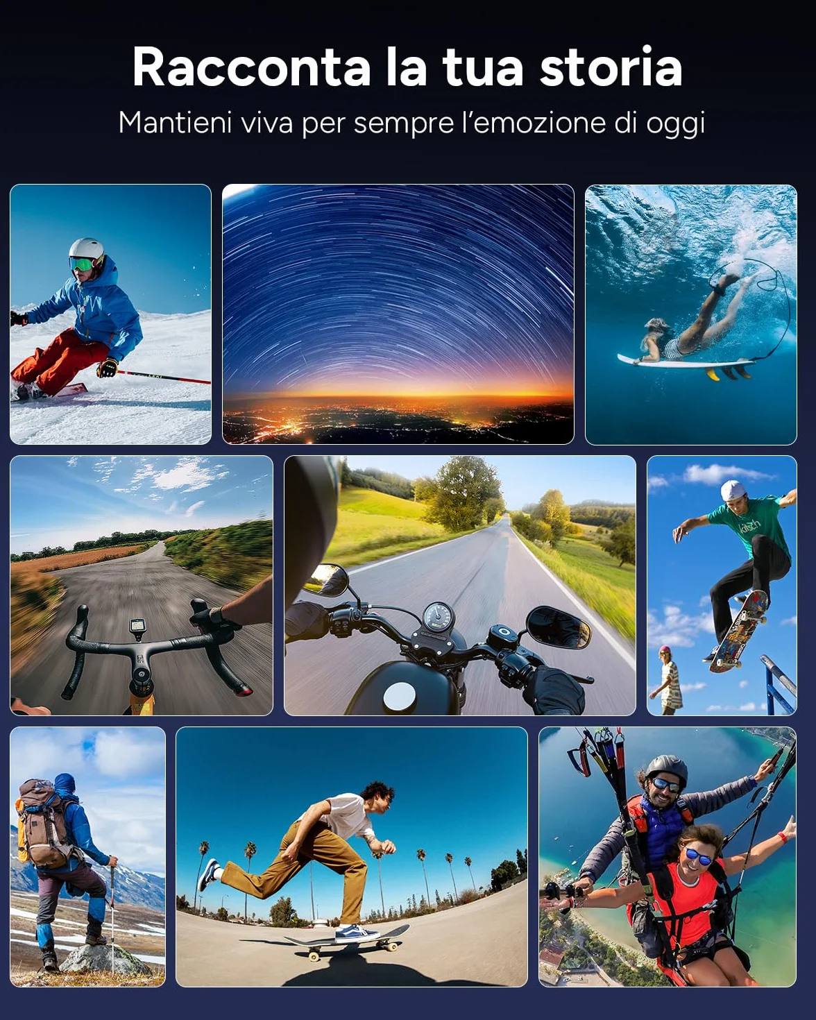 SJCAM SJ6 ULTRA Action Cam 4K Doppio Schermo Touch Videocamera Subacquea 30M Sensore 1/2.7" CMOS 166° Grandangolo Stabilizzazione EIS 6-Assi WiFi 2 Batterie Kit Accessori Moto
