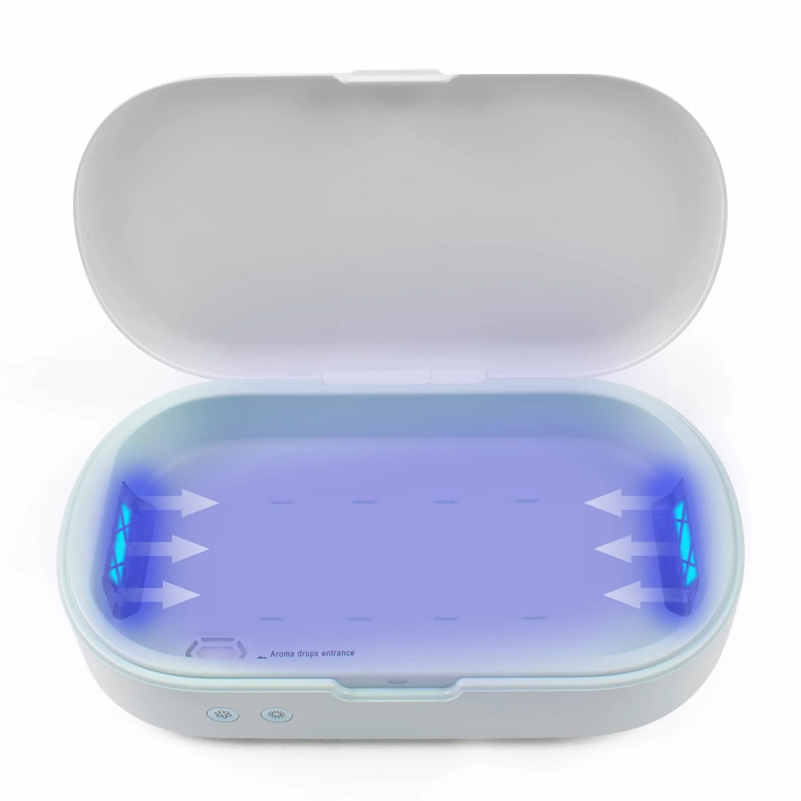 Scatola disinfettante a luce UV Sterilizzatore UVC per telefono Pulito ai raggi ultravioletti 99,99% per spazzolino da denti, gioielli, occhiali, strumenti per unghie, chiavi, aromaterapia... (ES
