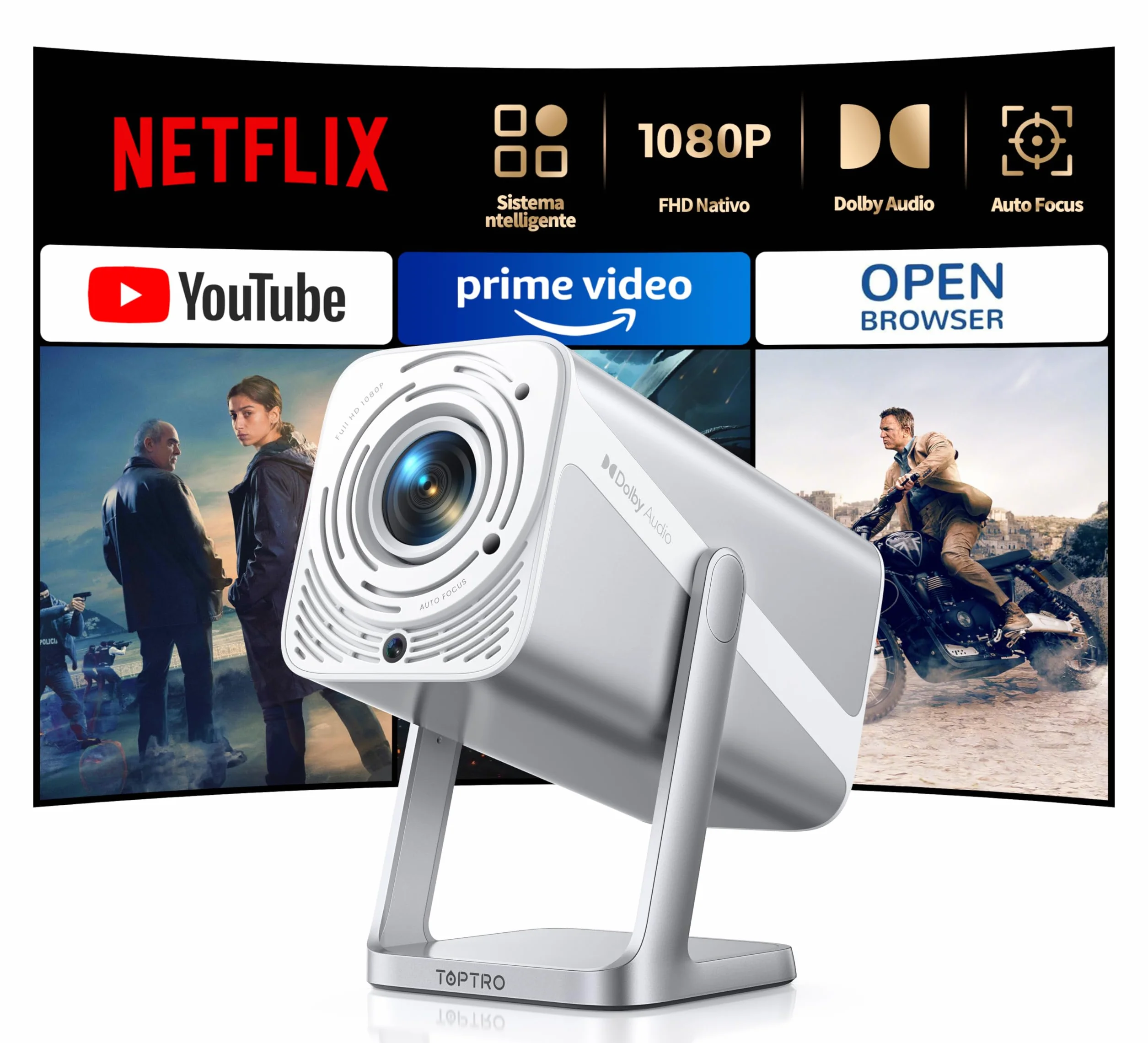 Proiettore 4K Portatile 700ANSI Bluetooth Keystone Auto Home Theater