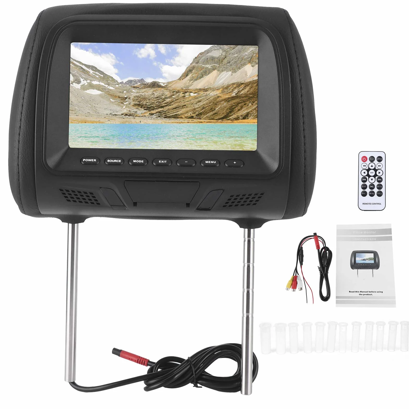 Lettore DVD per poggiatesta per auto, Lettore video per poggiatesta per auto HD da 7 pollici con supporto per poggiatesta e Bluetooth, Monitor per poggiatesta per auto multifunzione per video, giochi