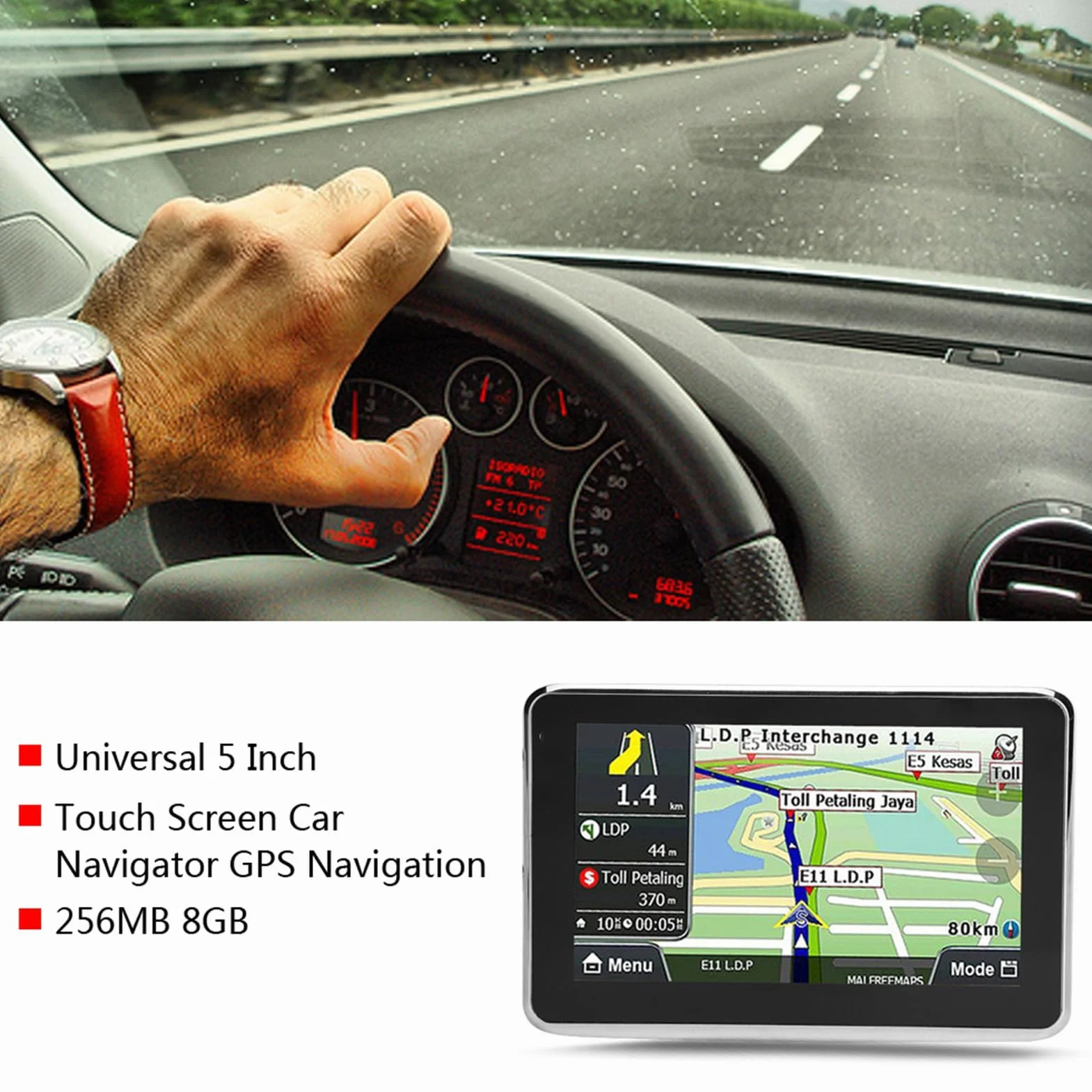 Navigatore GPS Touchscreen Navigazione GPS Prompt Vocale Automatico DDR256M 8G MP3 FM Mappa Europa 508 di Navigazione Doppio per Auto Camion RV, DEMERASU3H72K8QYD
