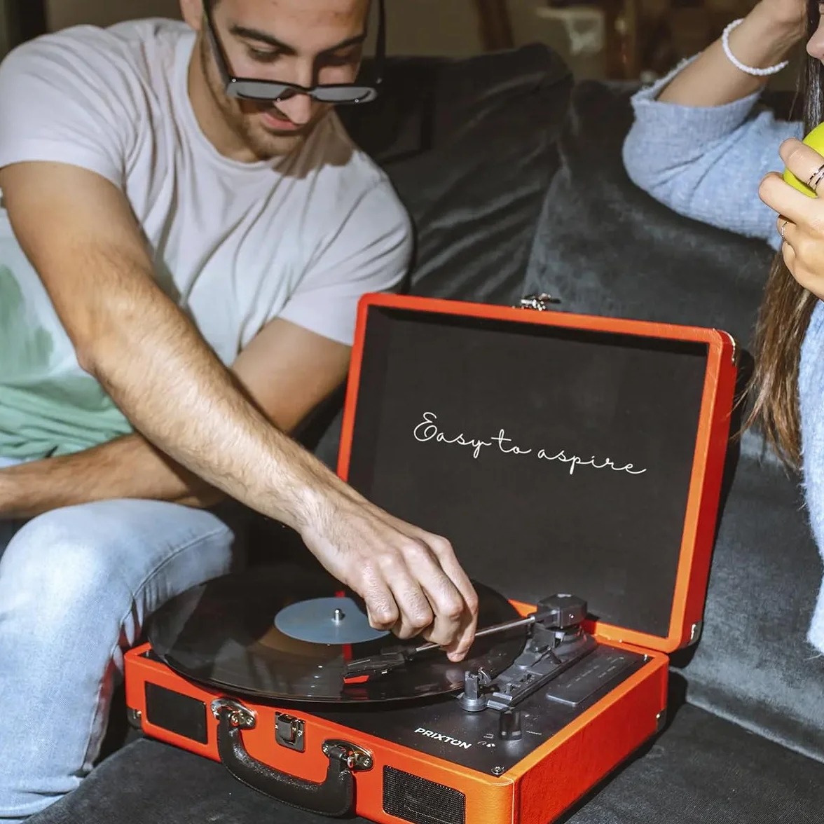 PRIXTON Giradischi in Vinile Vintage VC400 Lettore Bluetooth USB 2 Altoparlanti Rosso