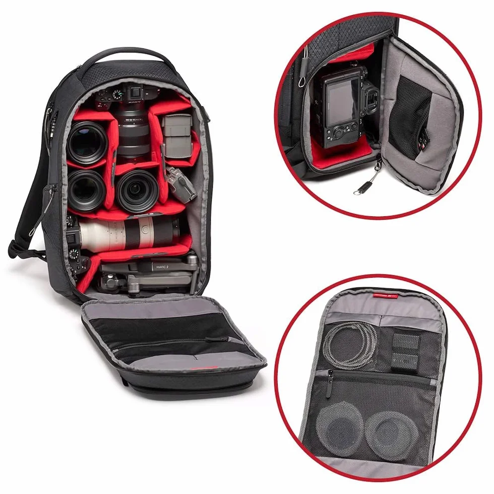 Manfrotto PRO Light Frontloader M, Zaino Fotografico Professionale per Fotocamere, Accesso Laterale e Frontale, Attacco per Treppiede, Zaino Imbottito con Divisori Intercambiabili, Nero