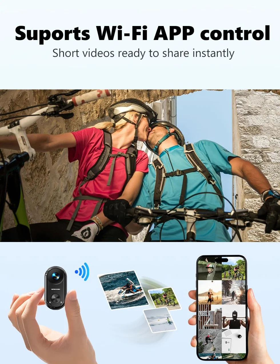 Apexcam K70 4K Mini Action Cam,POV Body Cam Con Scheda 64GB,WiFi EIS 20MP Body Cam Sportiva Portatile Vlogging Fotocamera,30M Fotocamera Subacquea,Videocamere Montate sul Corpo Con Supporto Magnetico