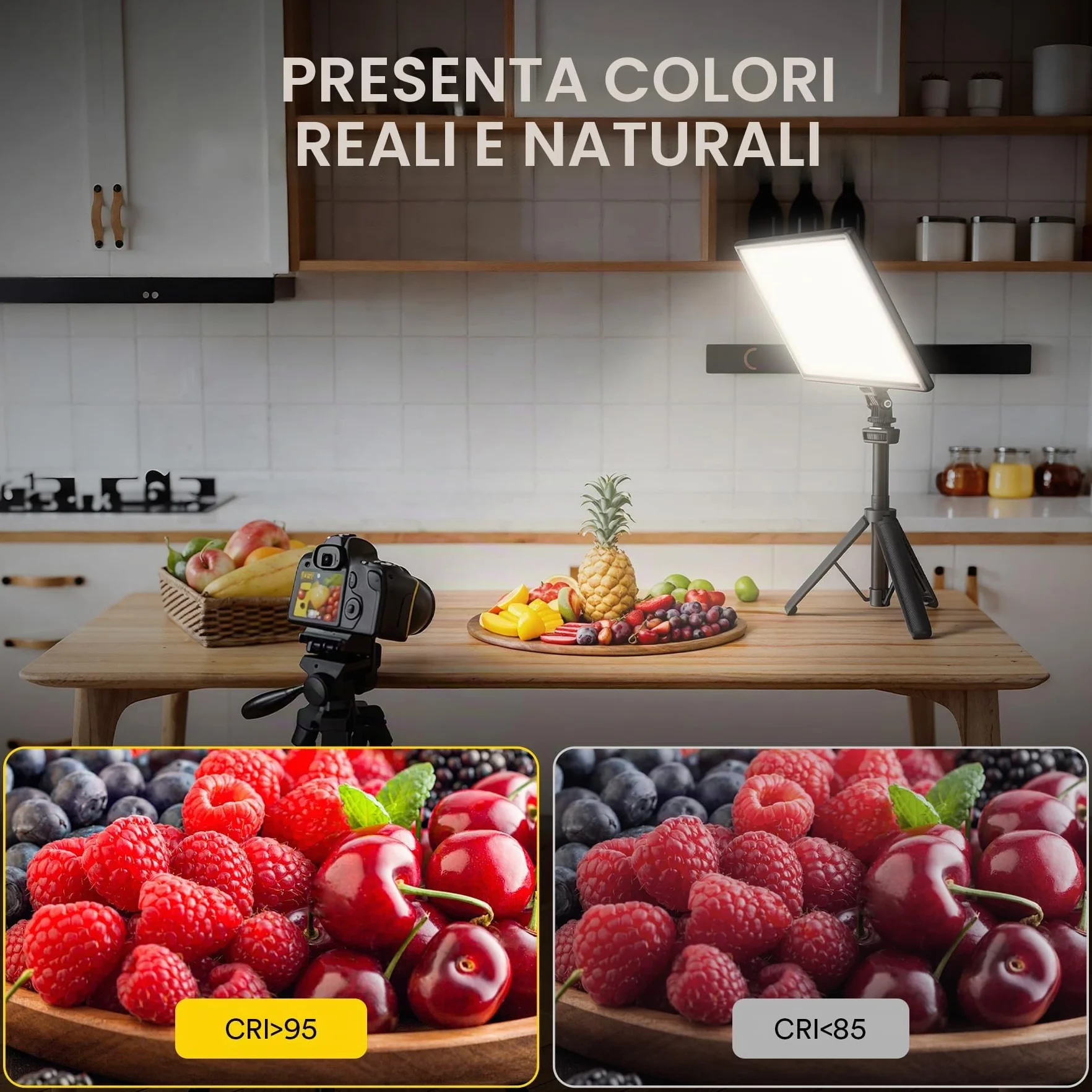 RALENO Pannello Luce LED, luce video a led con batteria da 4000 mAh*2, Lampada Video LED dimmerabile 2500-6500K, CRI 95, luce da studio per fotografia, chiamate Zoom, registrazione video