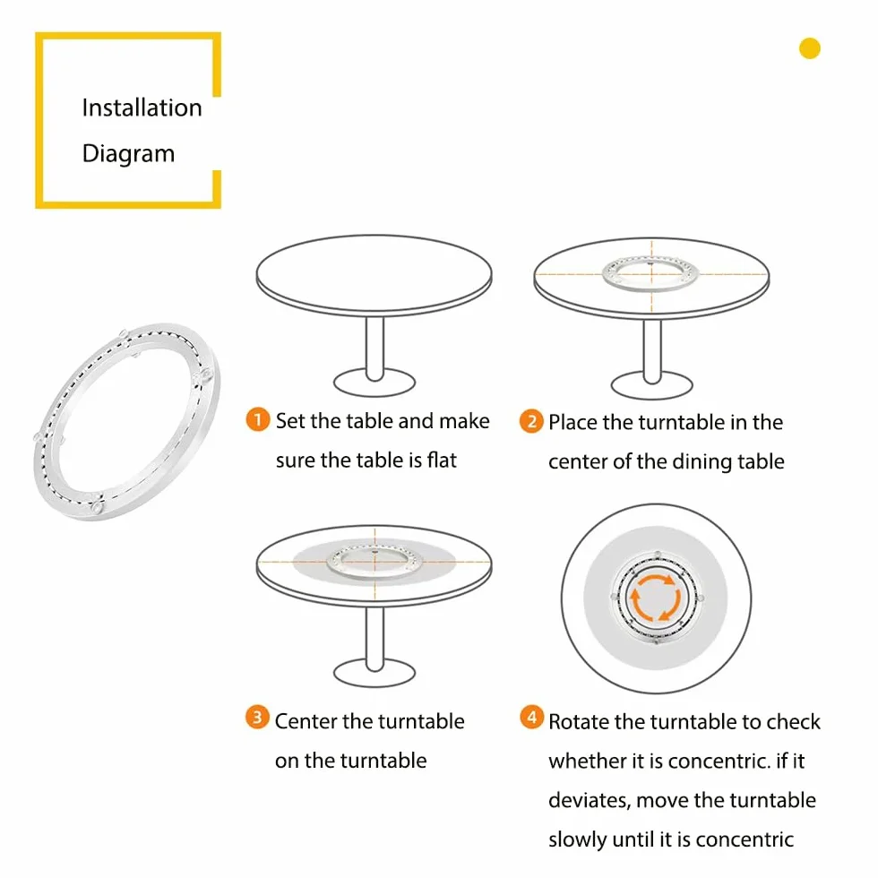 Piastra Girevole con Cuscinetto 360 Gradi per Tavolo, Grande Piattaforma Girevole Centrotavola Rotante in Alluminio per Pranzo Torte TV Monitor Stand (50cm(20in-Quiet))