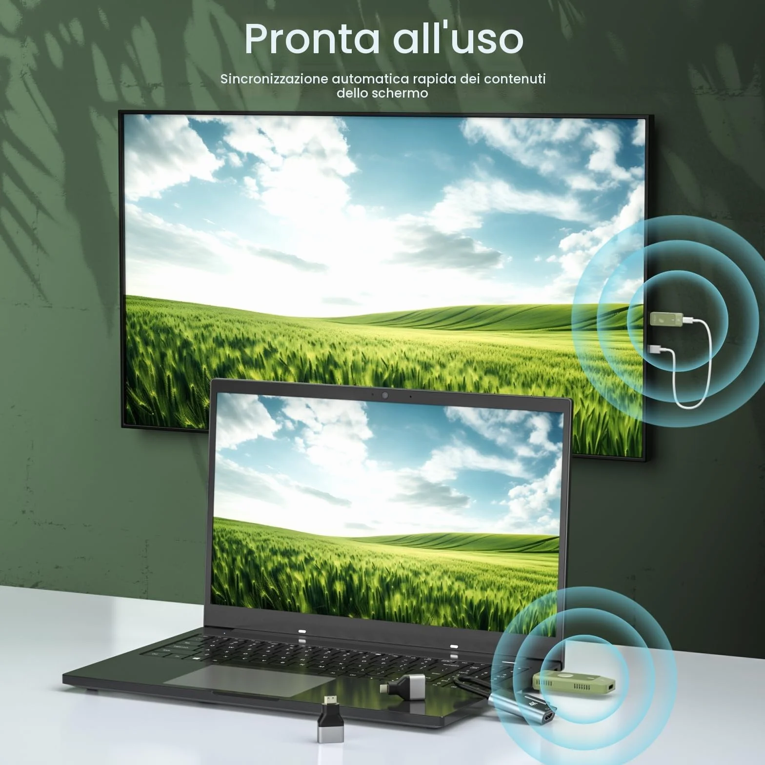 Trasmettitore e Ricevitore HDMI Wireless - Kit Estensore Portatile Plug & Play 2.4G/5G per Streaming di Video e Audio su Monitor da Laptop/PC/TV Box/Proiettore