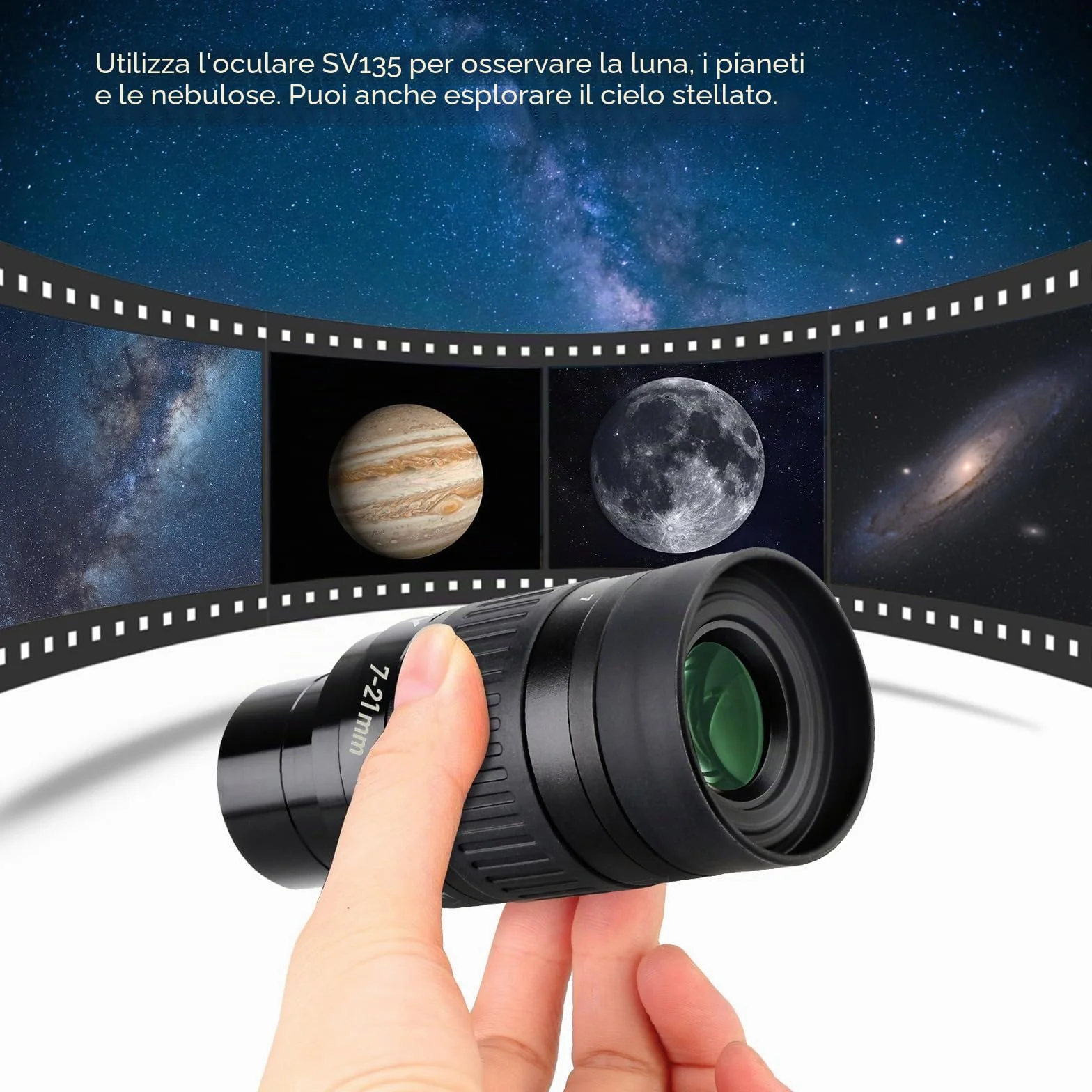 Svbony SV135 Telescopio Planetario Oculare Zoom, 7-21mm Lenti Oculari con FMC 6 Elementi 4 Gruppo, per Luna Astronomia Osservazione