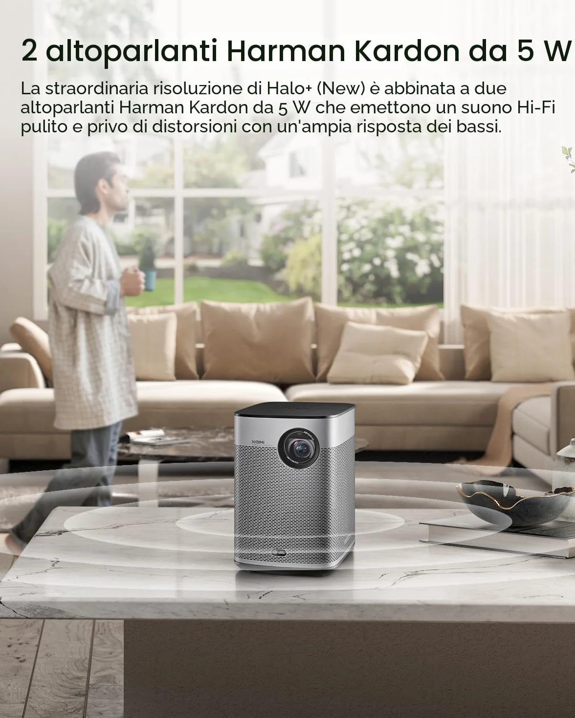 XGIMI Halo+ GTV Proiettore Portatile 1080P, Google TV con licenza Netflix, 700 Lumen ISO, 2 x 5W Altoparlanti Harman Kardon, ISA, Wi-Fi, Schermo di 200”, Batteria Integrata con 2,5 Ore di Autonomia