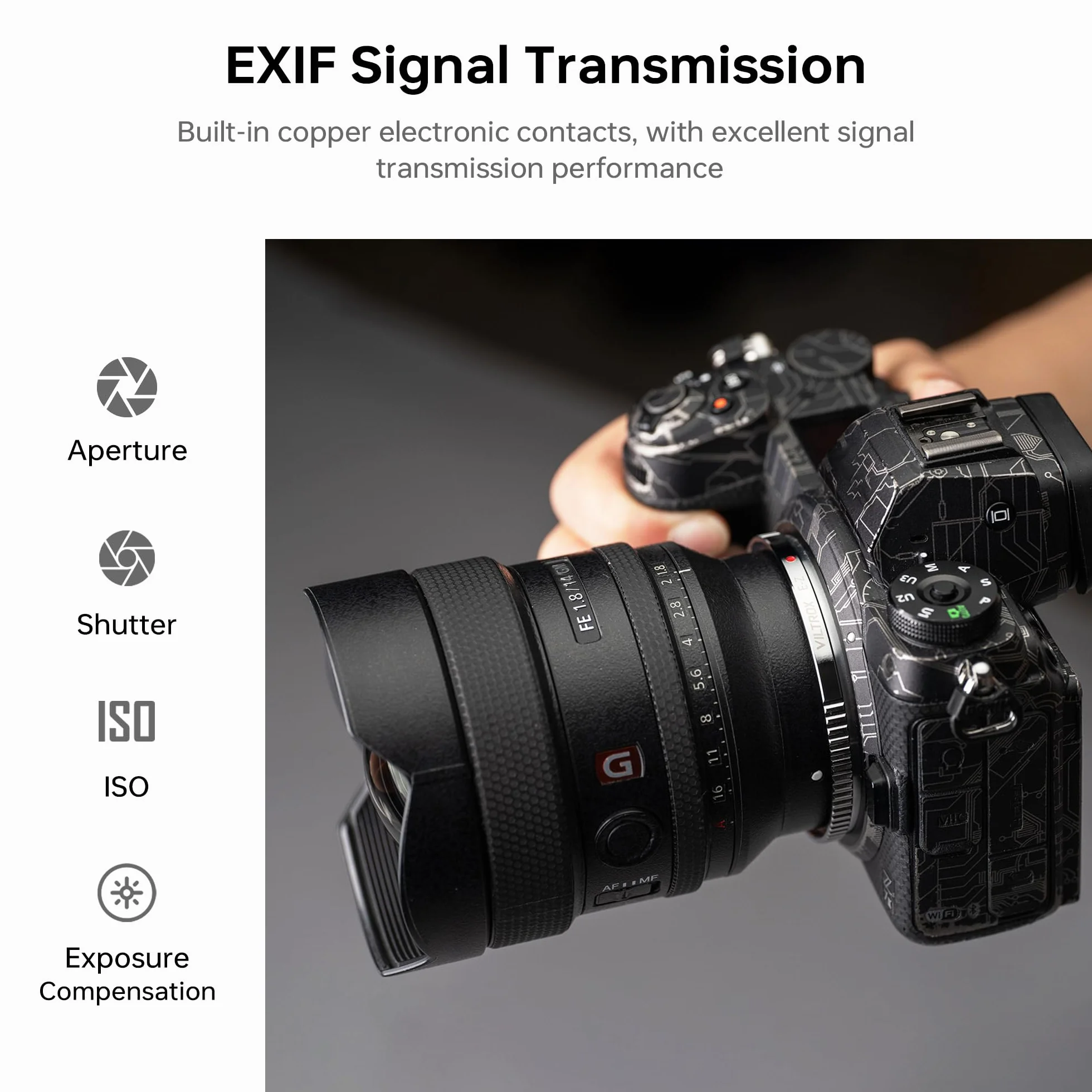 VILTROX E-Z Adattatore per obiettivo, convertitore per obiettivo autofocus Anello adattatore compatibile con obiettivi attacco E per fotocamere mirrorless Nikon attacco Z Z5 Z50 Z6 Z6II Z7 Z7II Zfc