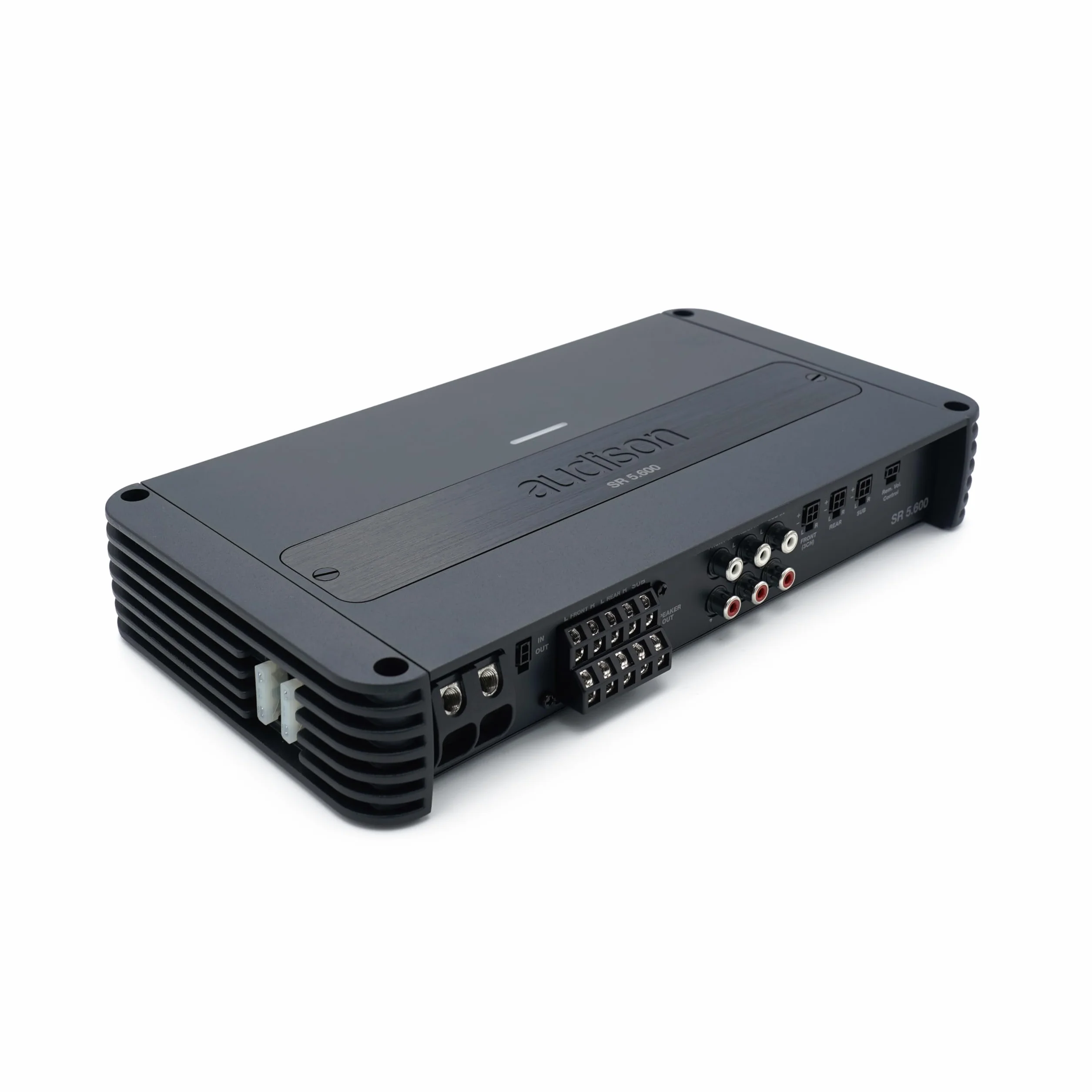 Audison SR 5.600 – Amplificatore 5 Canali Classe D con Tecnologia ADT, Potenza Totale 1010 W RMS, Crossover Integrato e Ingressi OEM/Aftermarket