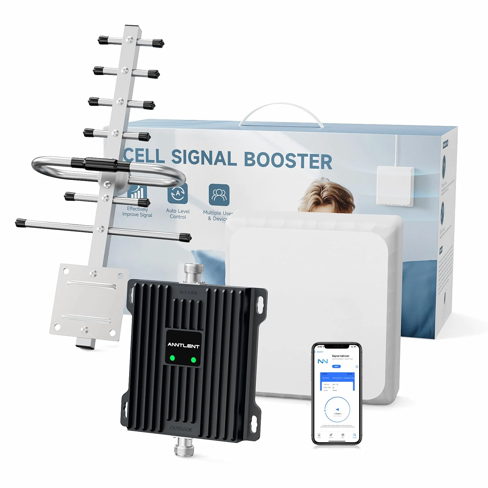 ANNTLENT Ripetitore Segnale Cellulare Amplificatore 4G 3G 2G LTE - Banda 20/7, Amplificatore Segnale Cellulare per Operatori Europei Tre, TIM, Con Antenna Direzionale Yagi ad Alto guadagno