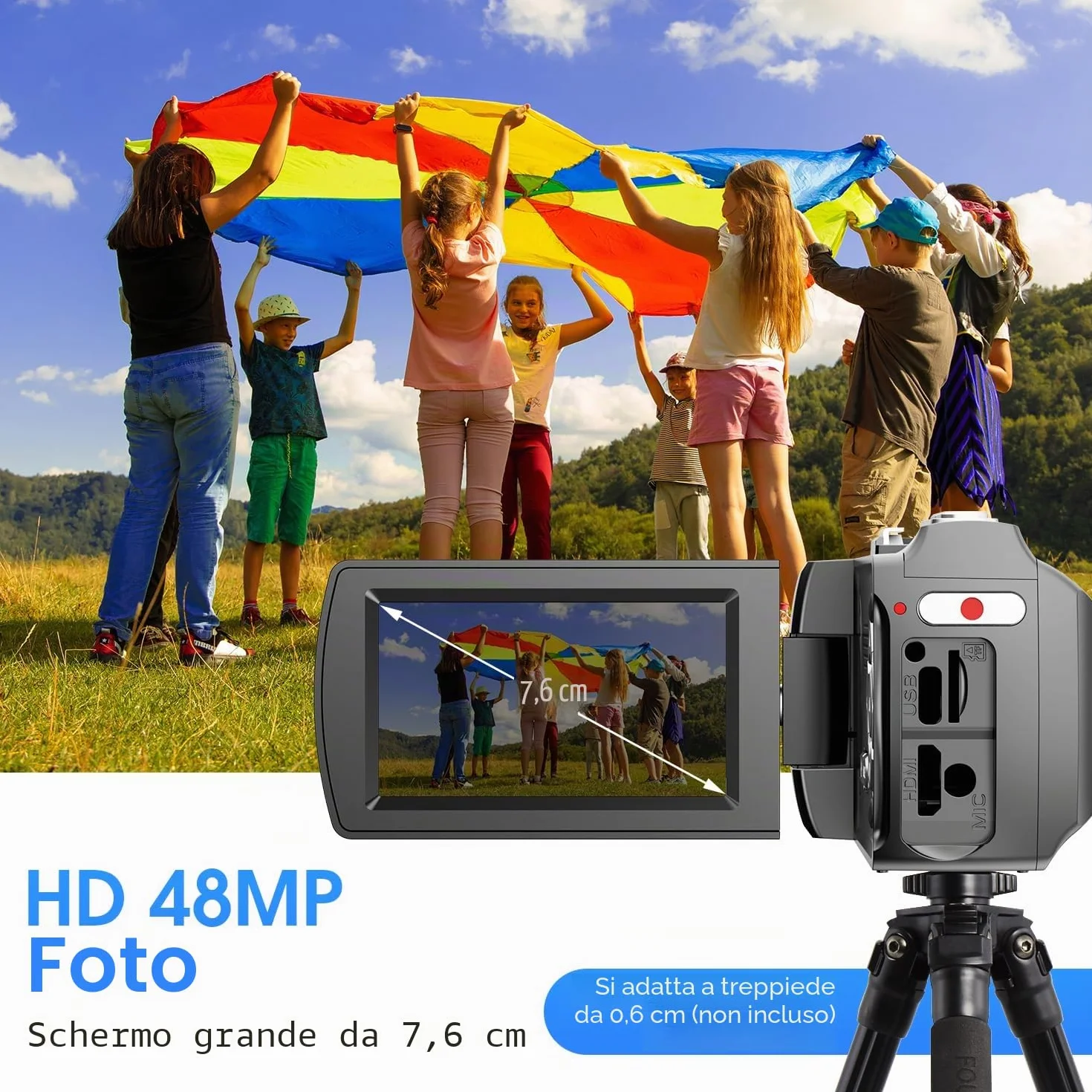 Videocamera Digitale 4K, Videoregistratore 48MP Foto/4K 60fps, Videocamera per Principianti per Vlogging, Youtube, con 2 Batterie/Microfono Esterno/Scheda SD/Telecomando