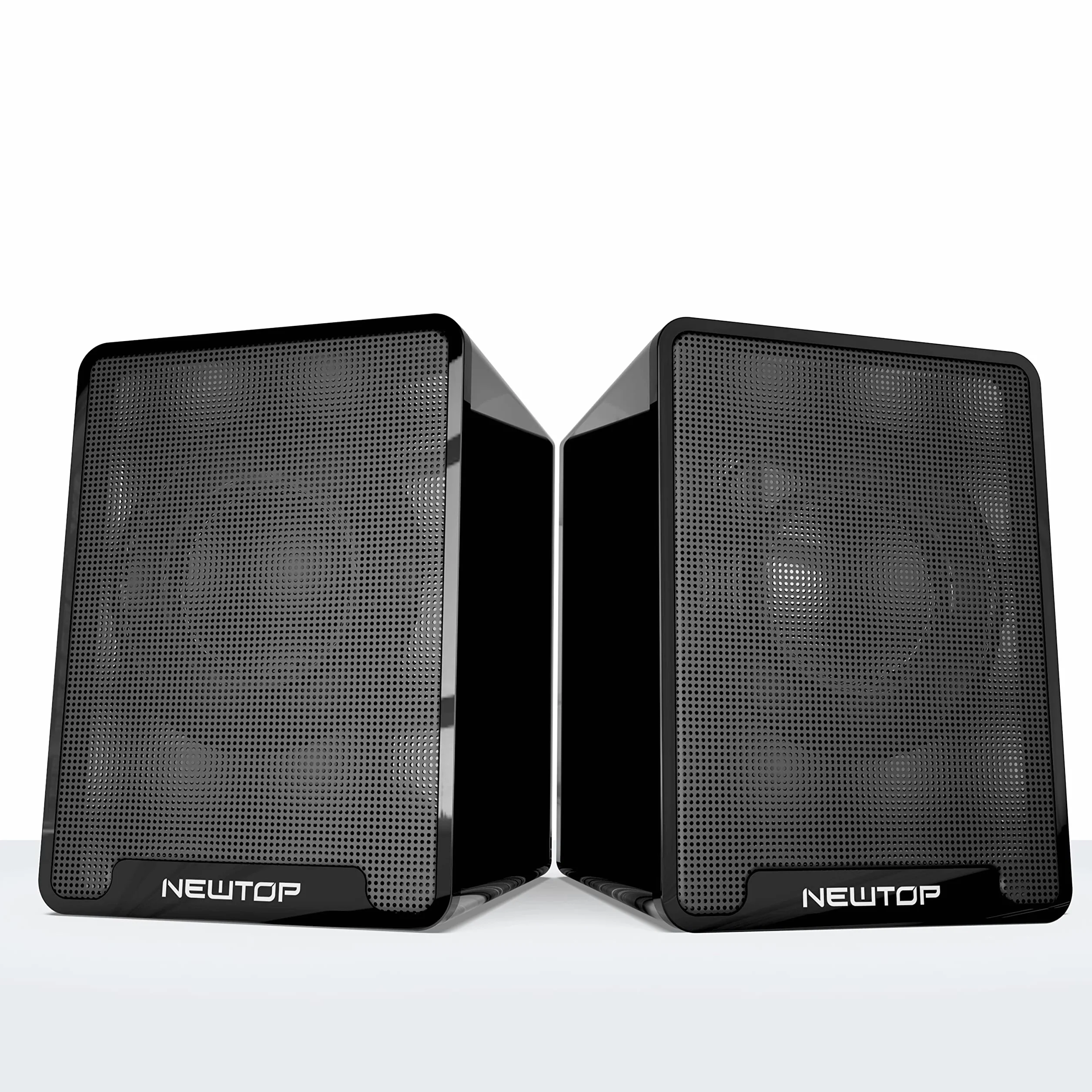 N NEWTOP Mini Casse PCS01 Stereo 2.0 Speaker Set Altoparlanti Alimentazione USB Ingresso Connettore Audio Jack 3.5mm Portatile Suono 360° per PC Fisso Desktop Laptop Notebook TV (Nere)