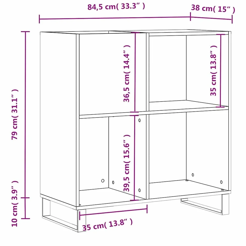 vidaXL Mobile Porta Dischi Bianco 84,5x38x89 cm in Legno Multistrato