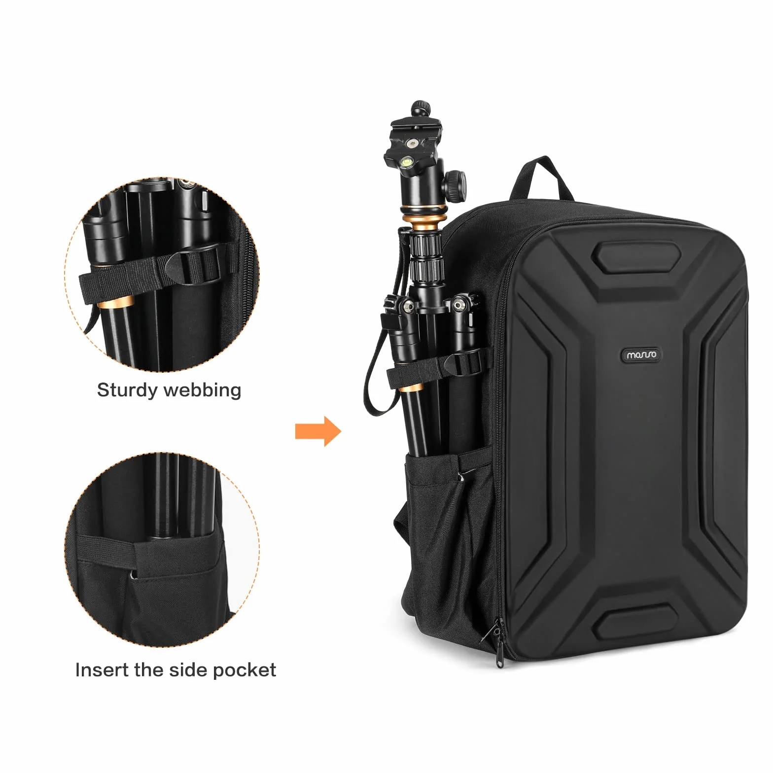 MOSISO Zaino Fotografico,Borsa Fotocamera DSLR/SLR/Mirrorless Waterproof Guscio Hard Geometric Simmetrico con Tripod Holder&Scomparto Laptop 15-16 Pollici Compatibile con Canon/Nikon,Nero