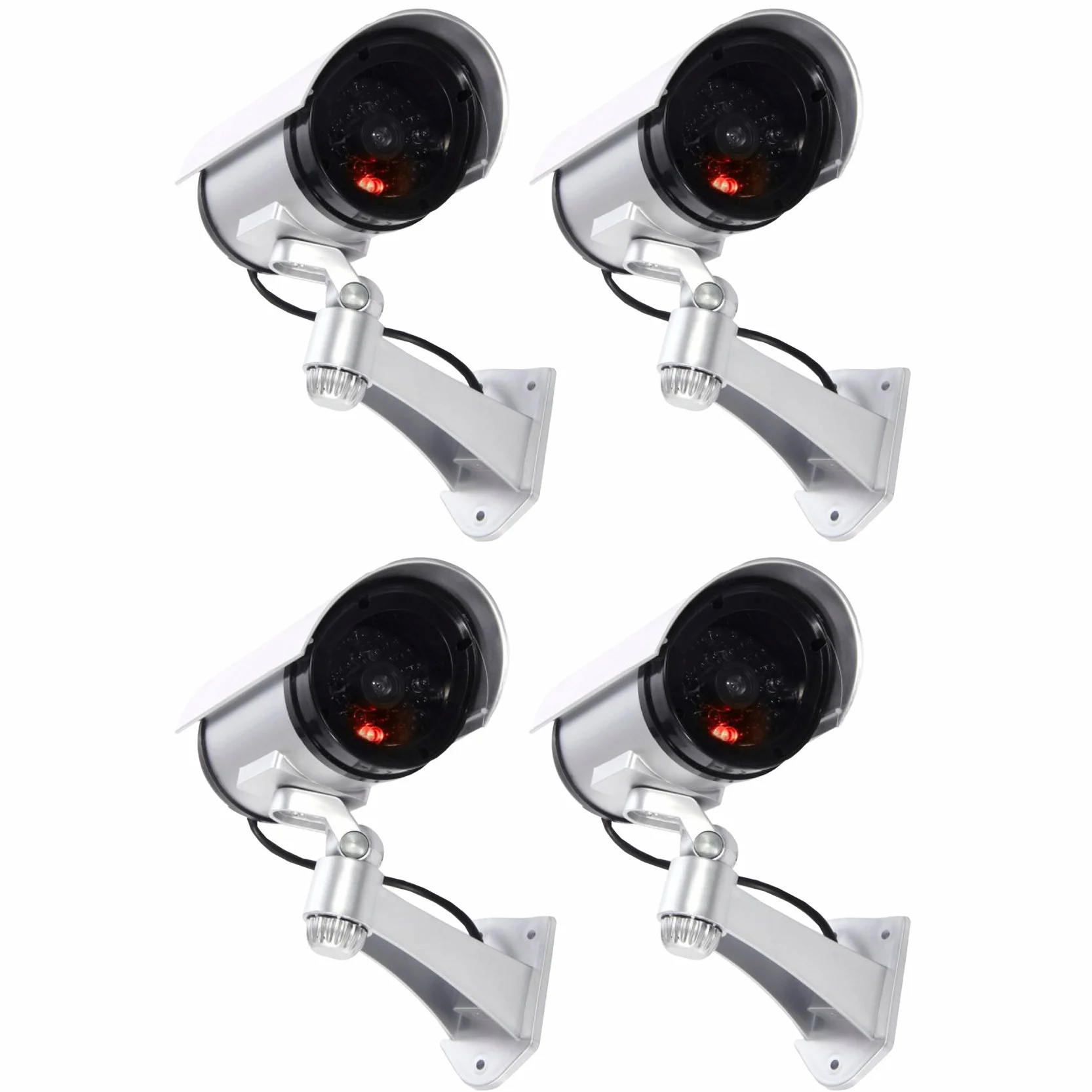 4 Telecamere di Sorveglianza Finte da Esterno Luce LED Lampeggiante Infrarossi