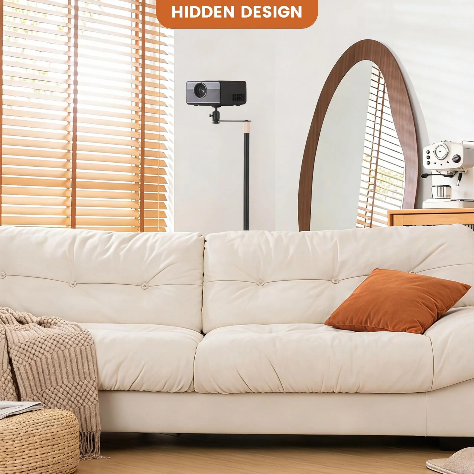 Supporto per proiettore, girevole a 360°, altezza regolabile 40-160 cm, attacco filettato 1/4", supporto per proiettore in acciaio al carbonio di alta qualità, per presentazioni, home theater, ufficio