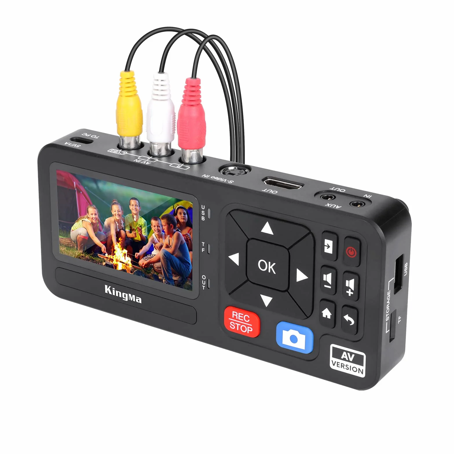 King Ma Digitalizzatore video 3" 1080P 30FPS VHS RCA VCR DVD Hi8 videocamere giochi TF SD USB
