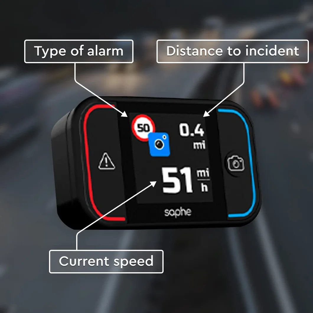 Saphe Drive Pro Rivelatore Autovelox con Display a Colori, Bluetooth, Accessori Auto