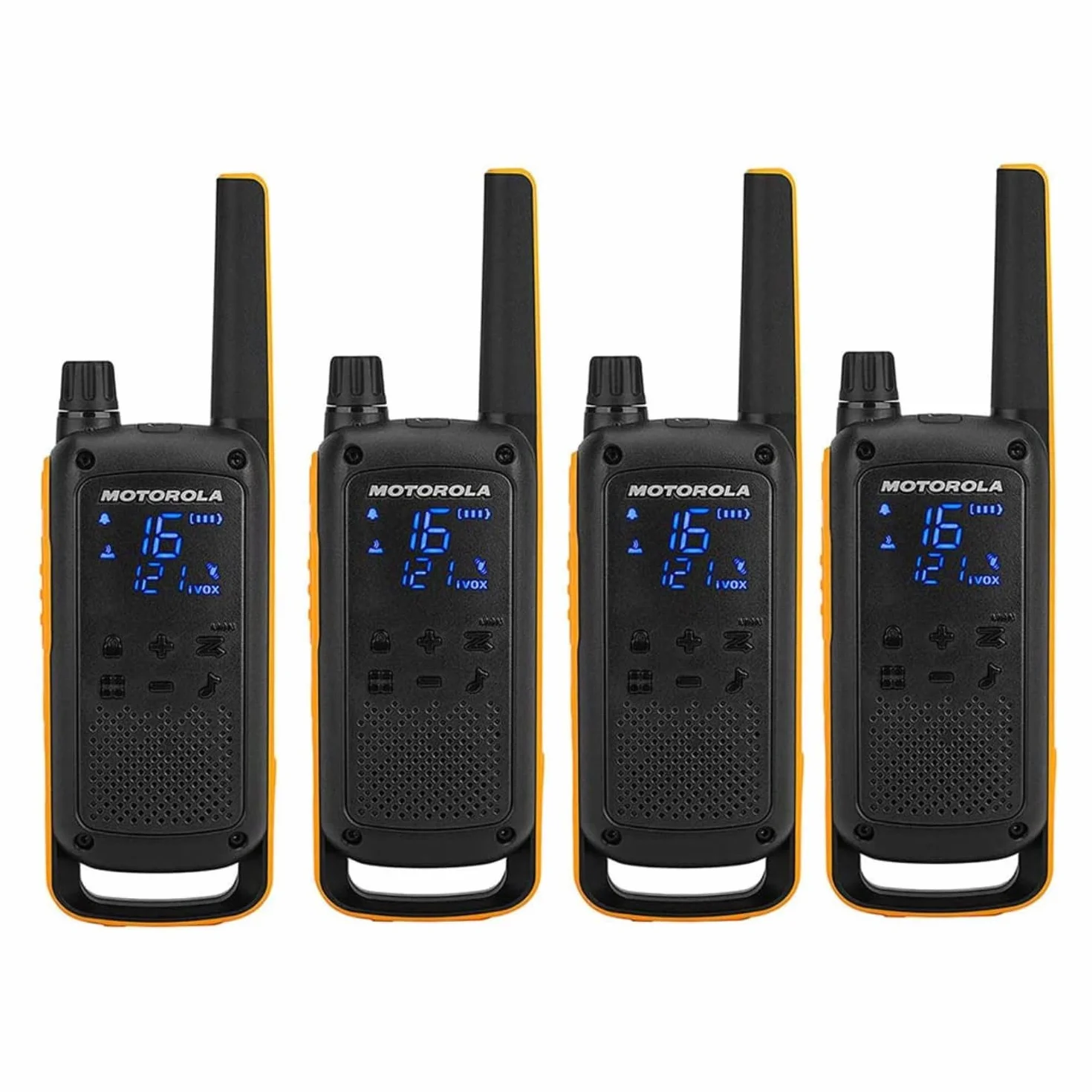 MOTOROLA Solutions - Lotto di 4 Walkie Talkie - TALKABOUT T82 EXTREME - PMR446 - Giallo/Nero - Lungo raggio - Indice IPX4 - Microfoni remoti - Ambienti difficili