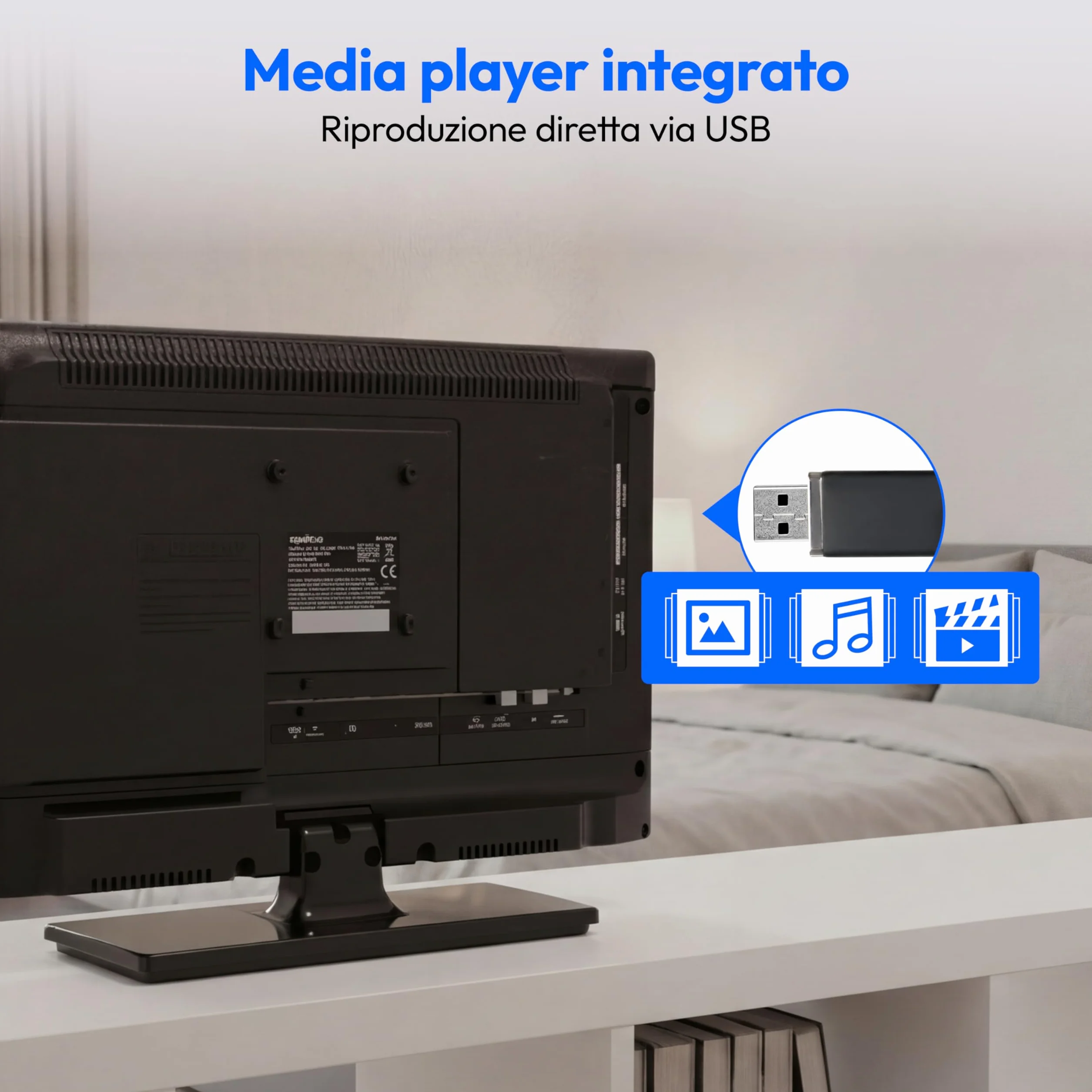 MEDION TV 19 pollici (47 cm) HD TV (perfetto per campeggio, camper, camion, giardino, adattatore per auto da 12 V, DVB-T2 HD, DVB-C, DVB-S2, HEVC, HDMI, USB, MD 819000)