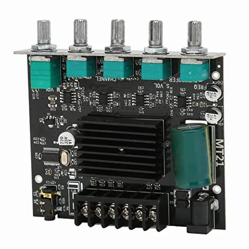 Goshyda Scheda Amplificatore Stereo Digitale, ZK‑MT21 Bluetooth 2.1 Canali CC 12‑24 V, Modulo Amplificatore di Potenza HiFi Fai-da-Te, per Altoparlanti 15‑100 W 4‑8 Ω