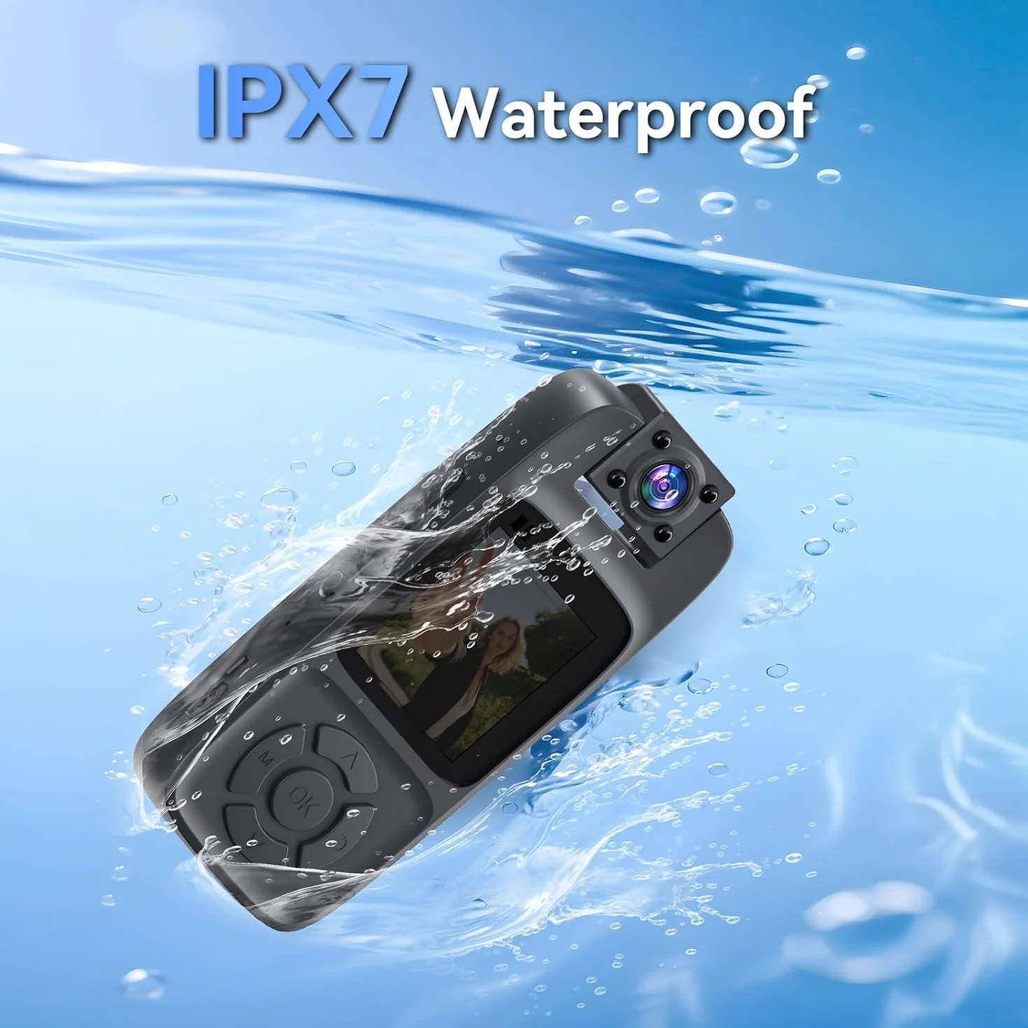 BodyCam 256G Impermeabile con Funzione di Visione Notturna, Videocamera Indossabile 4K con Telecamera Ruotabile a 180°, Batteria da 180 Minuti per Ciclismo,Sport All'Aperto,Viaggi, Polizia