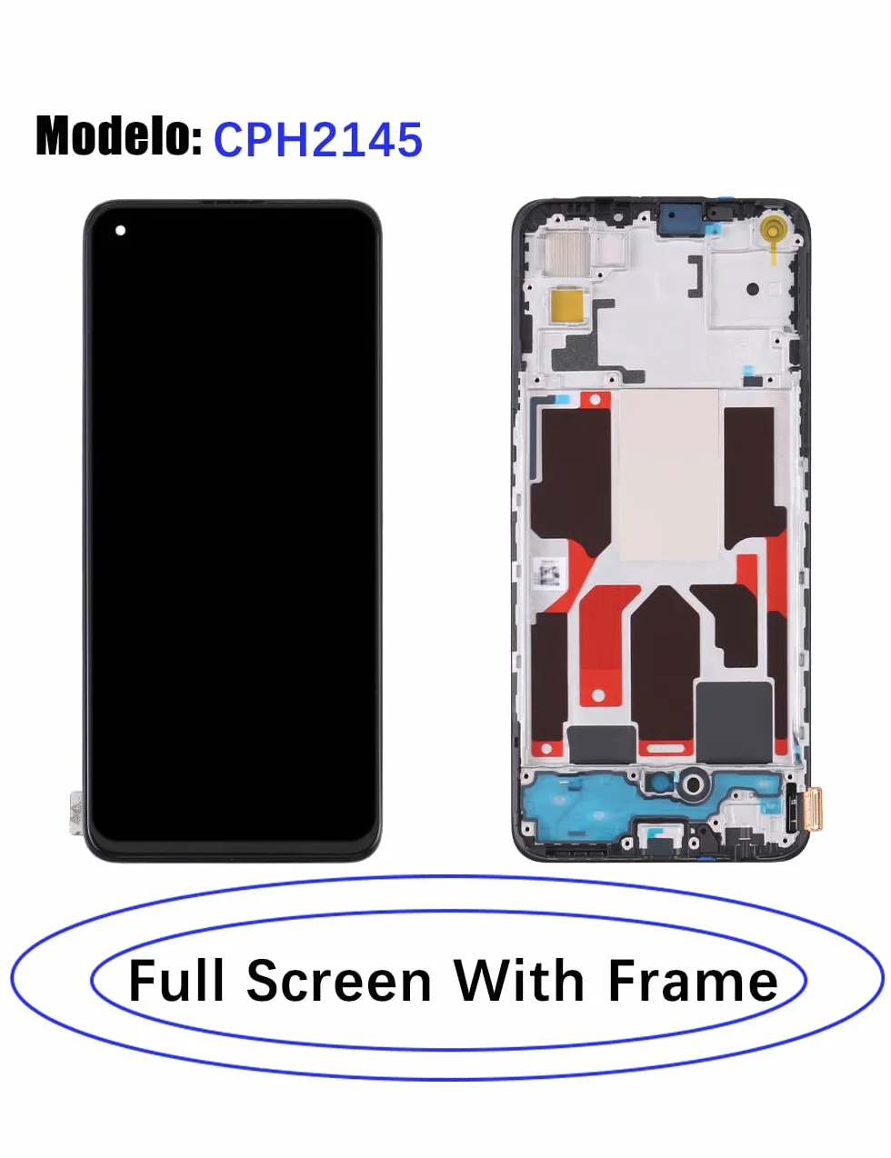 Display di ricambio per display LCD Oppo Find X3 Lite 5G TFT, CPH2145 Display Touch Digitizer Assembly Kit parti di riparazione (nero con cornice, senza impronte digitali)