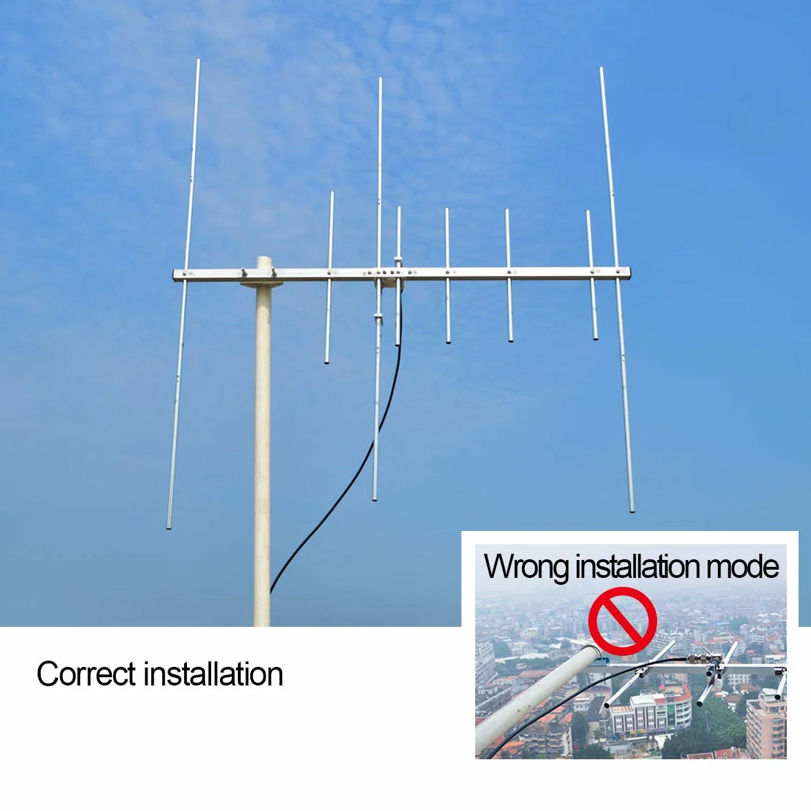HYS Dual-Band 9,5/11,5 dBi 100 W Antenna Yagi 8 elementi fascio 2 metri / 70 cm VHF/UHF Antenna Yagi da esterno con bullone a U per radio digitale/ripetitore Ham Mobile 144/430 MHz (TC -YG08UV)